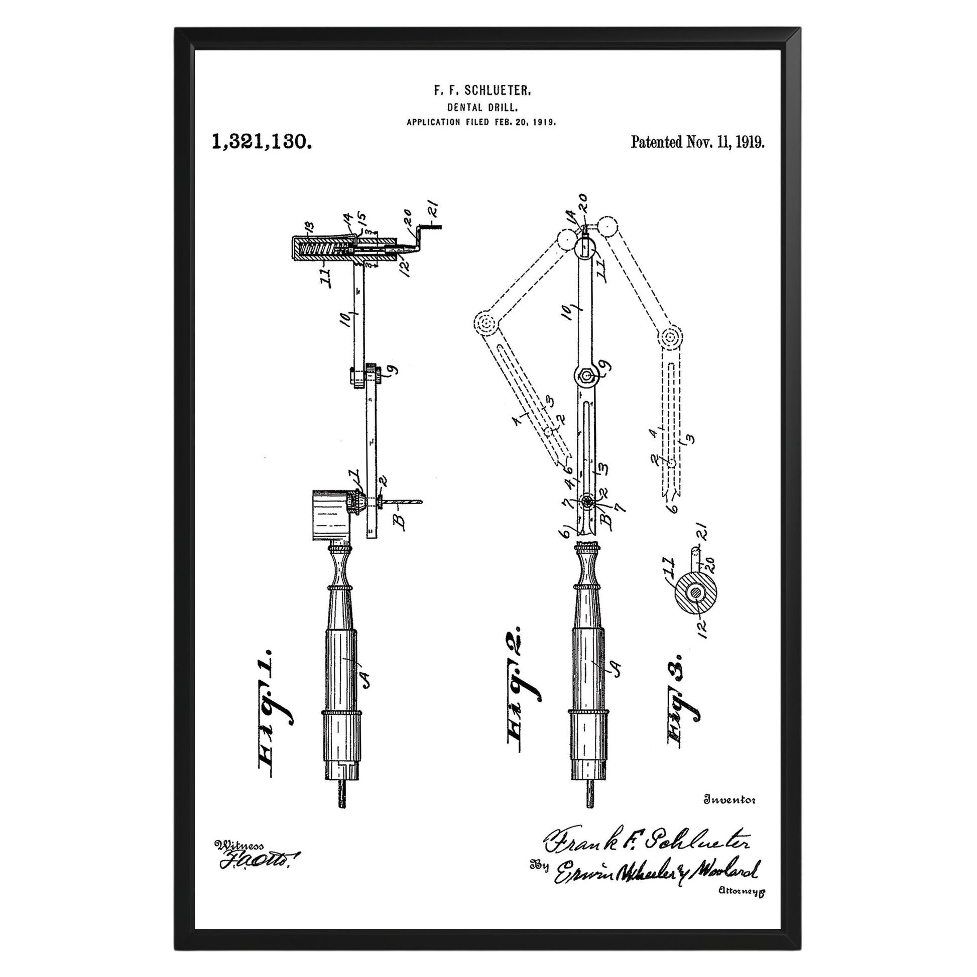 Dental Drill 1919 Patent Poster - GroovyGrove