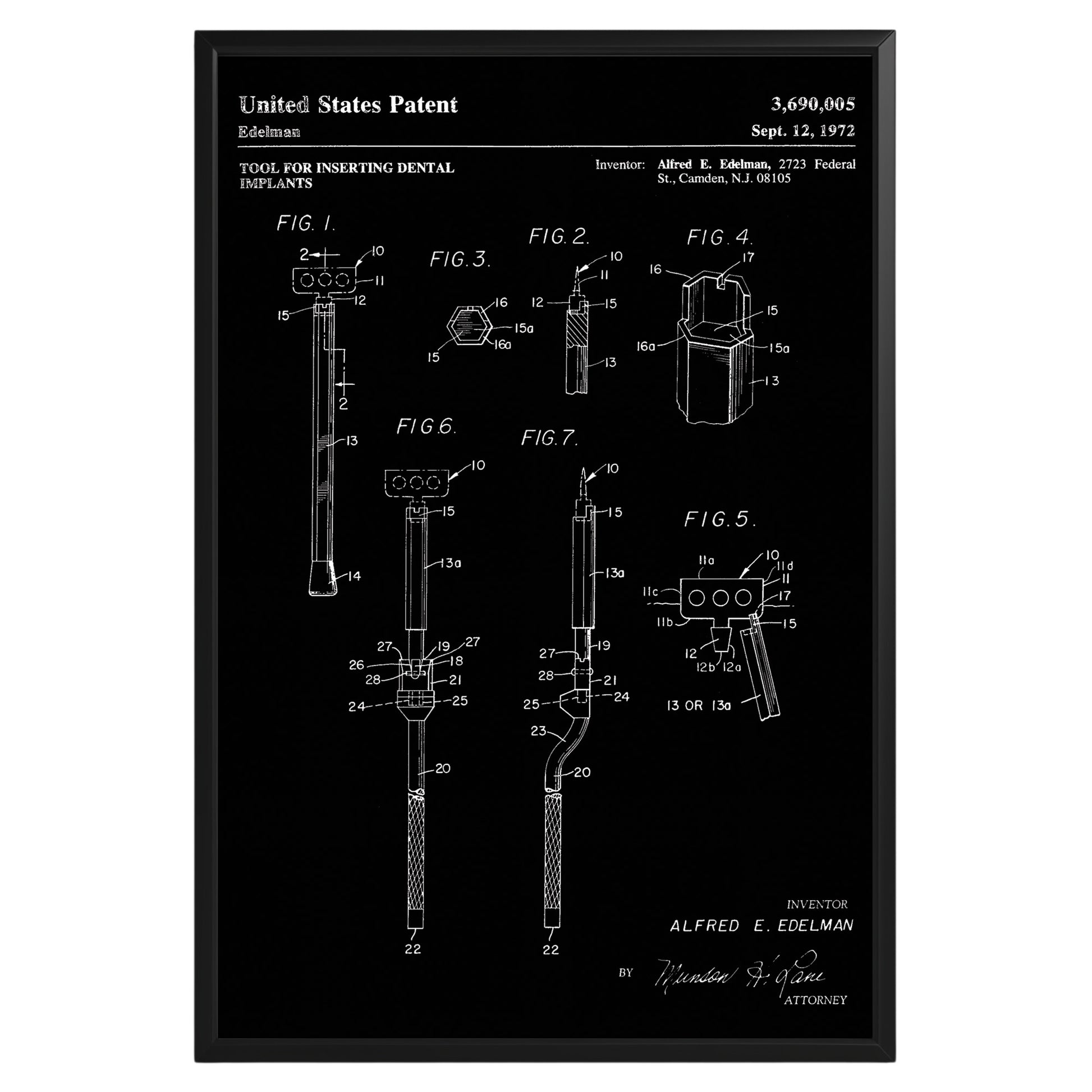 Dental Implants 1972 Patent Poster - GroovyGrove