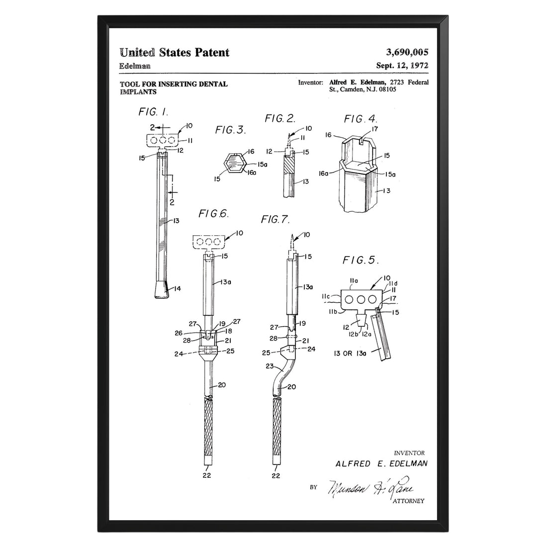 Dental Implants 1972 Patent Poster - GroovyGrove