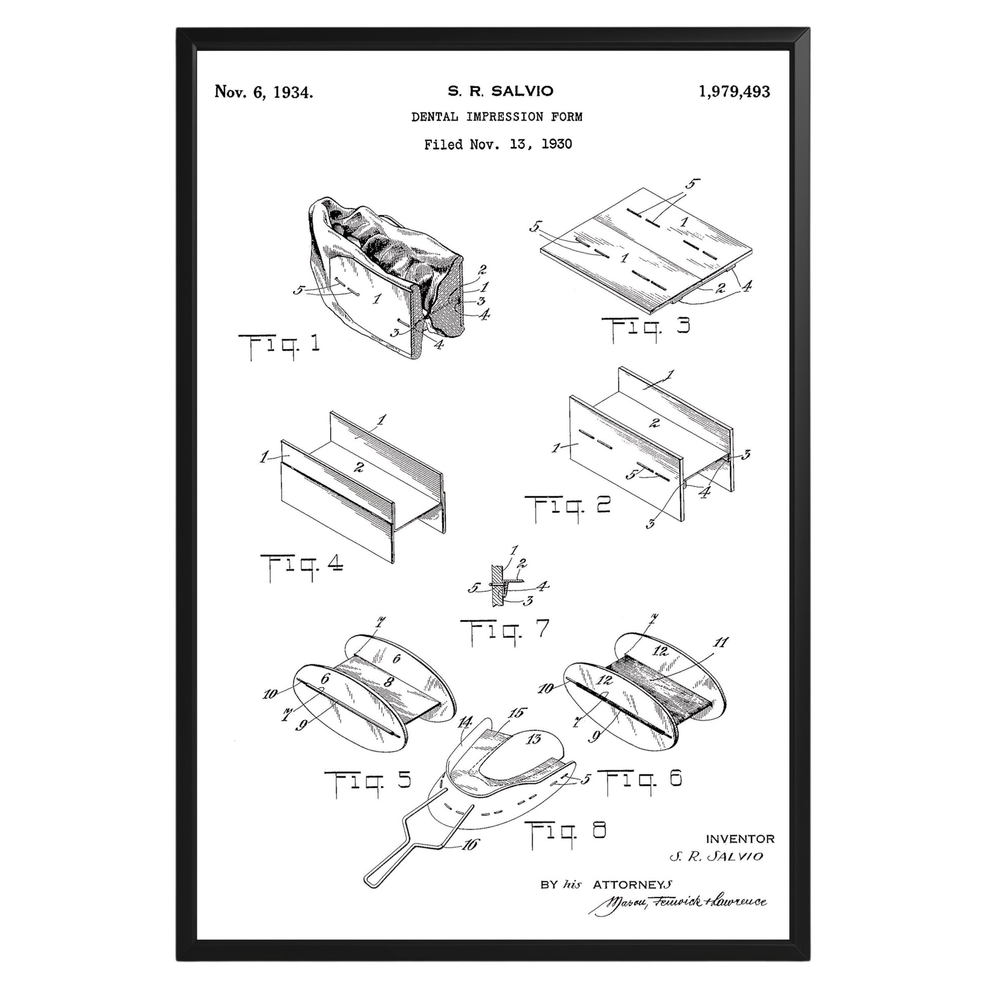 Dental Impression Form 1934 Patent Poster - GroovyGrove