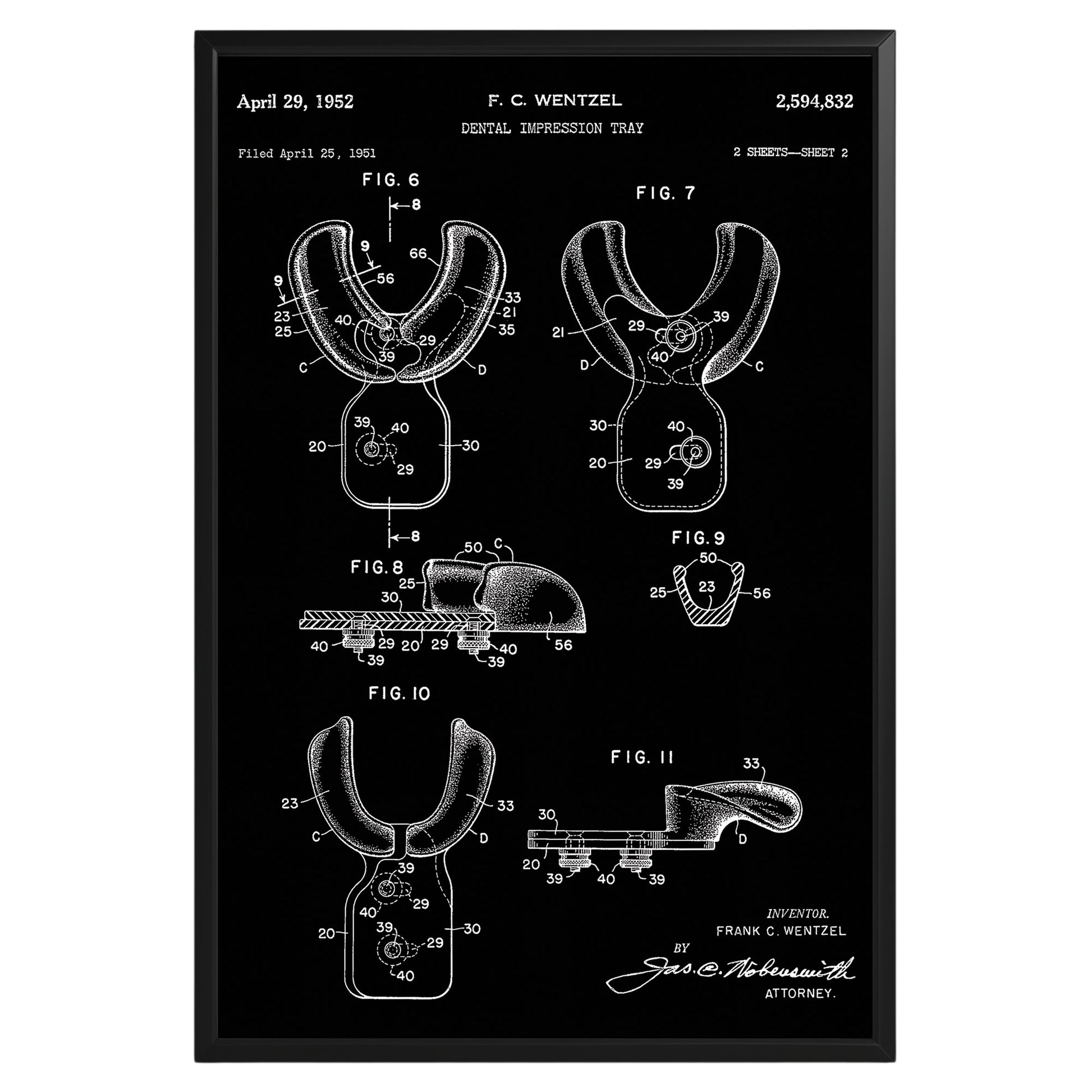 Dental Impression Tray 1952 Patent Poster - GroovyGrove