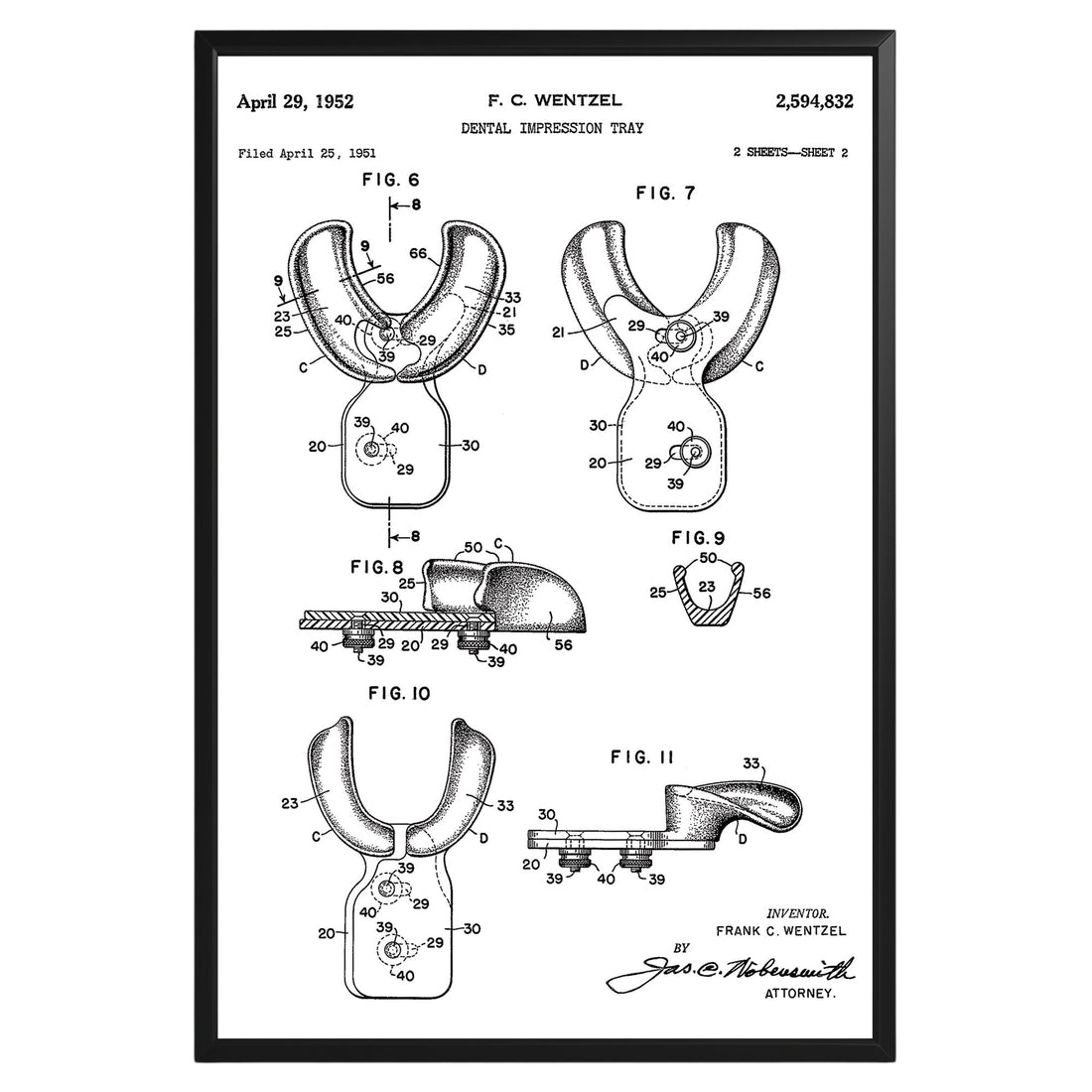 Dental Impression Tray 1952 Patent Poster - GroovyGrove