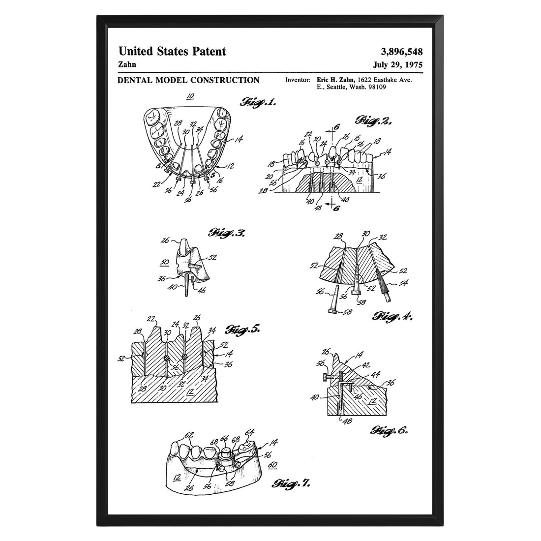 Dental Model Construction 1975 Patent Poster - GroovyGrove