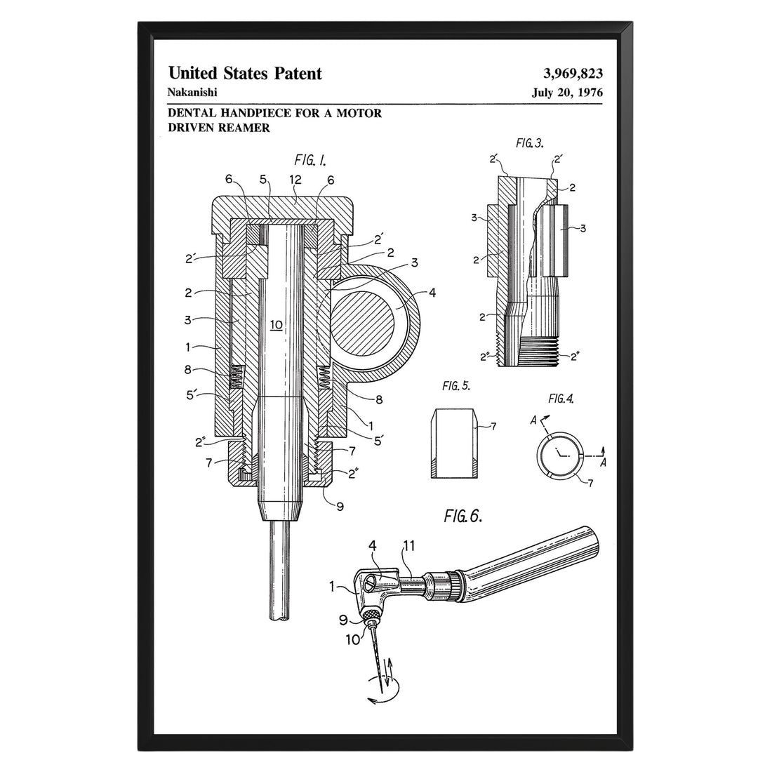 Dental Motor Driven Reamer 1976 Patent Poster - GroovyGrove