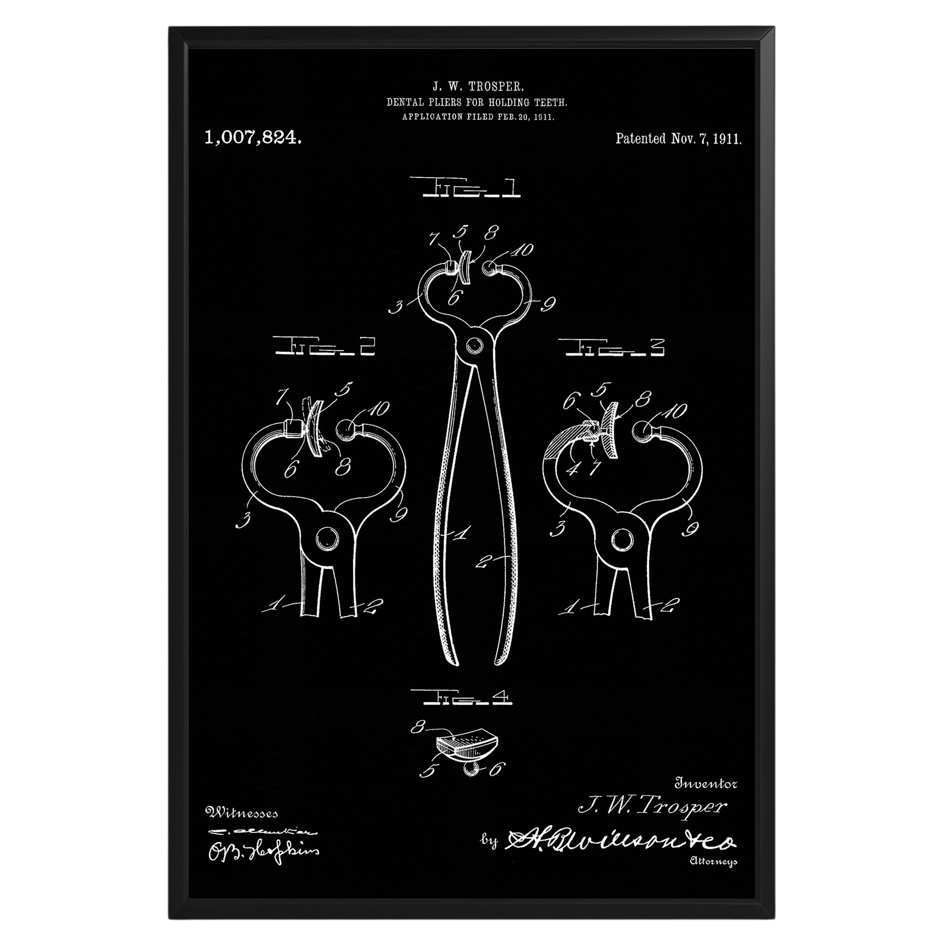 Dental Pliers 1911 Patent Poster - GroovyGrove