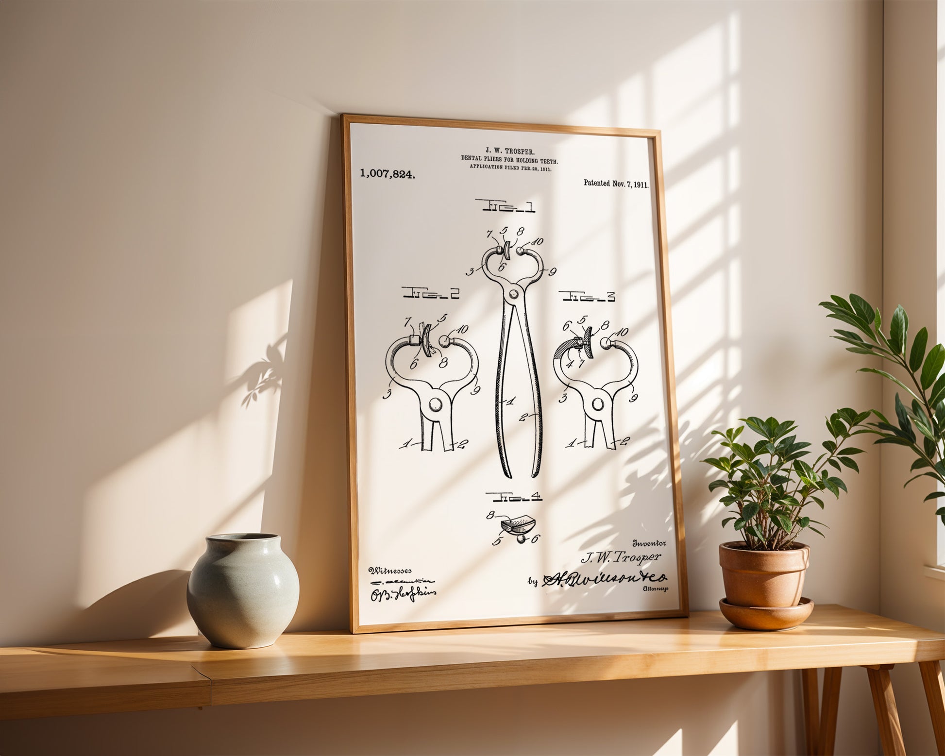 Dental Pliers 1911 Patent Poster - GroovyGrove