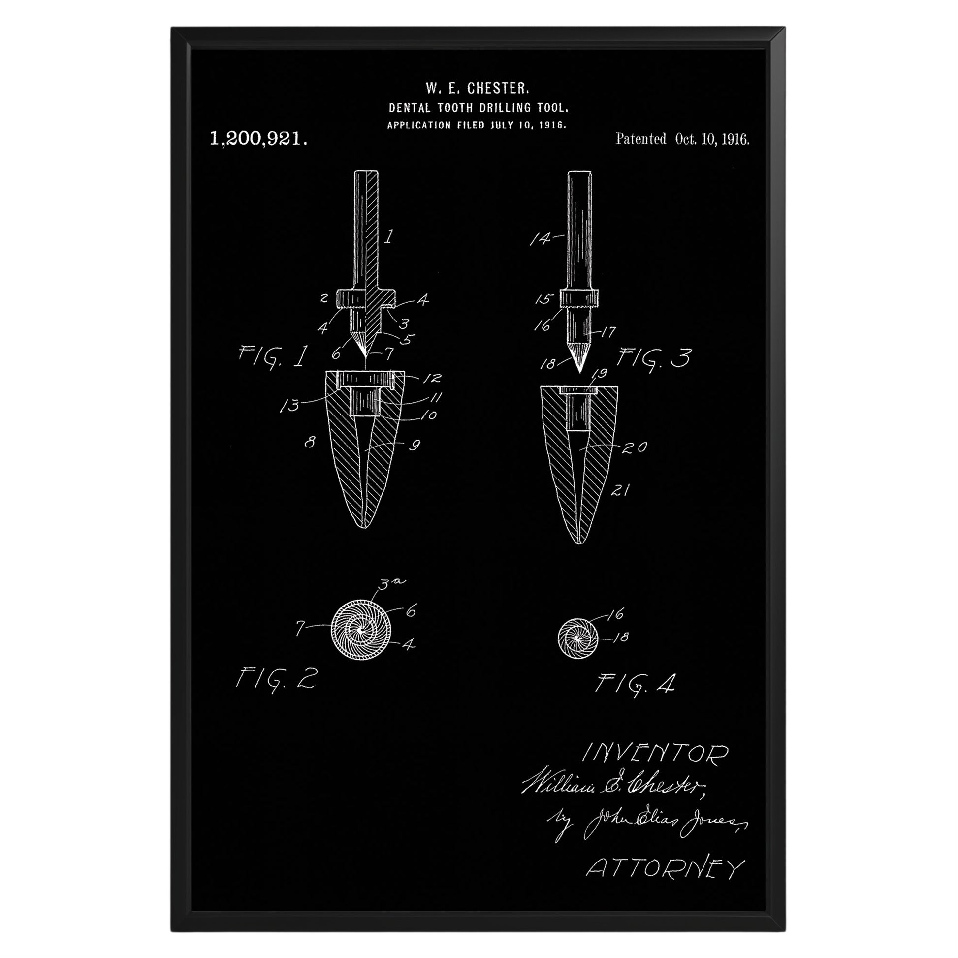 Dental Tooth Drilling Tool 1916 Patent Poster - GroovyGrove