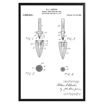 Dental Tooth Drilling Tool 1916 Patent Poster - GroovyGrove