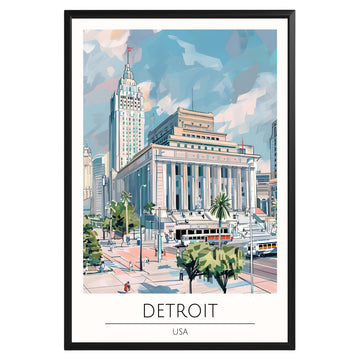 Detroit Michigan Travel Poster - GroovyGrove