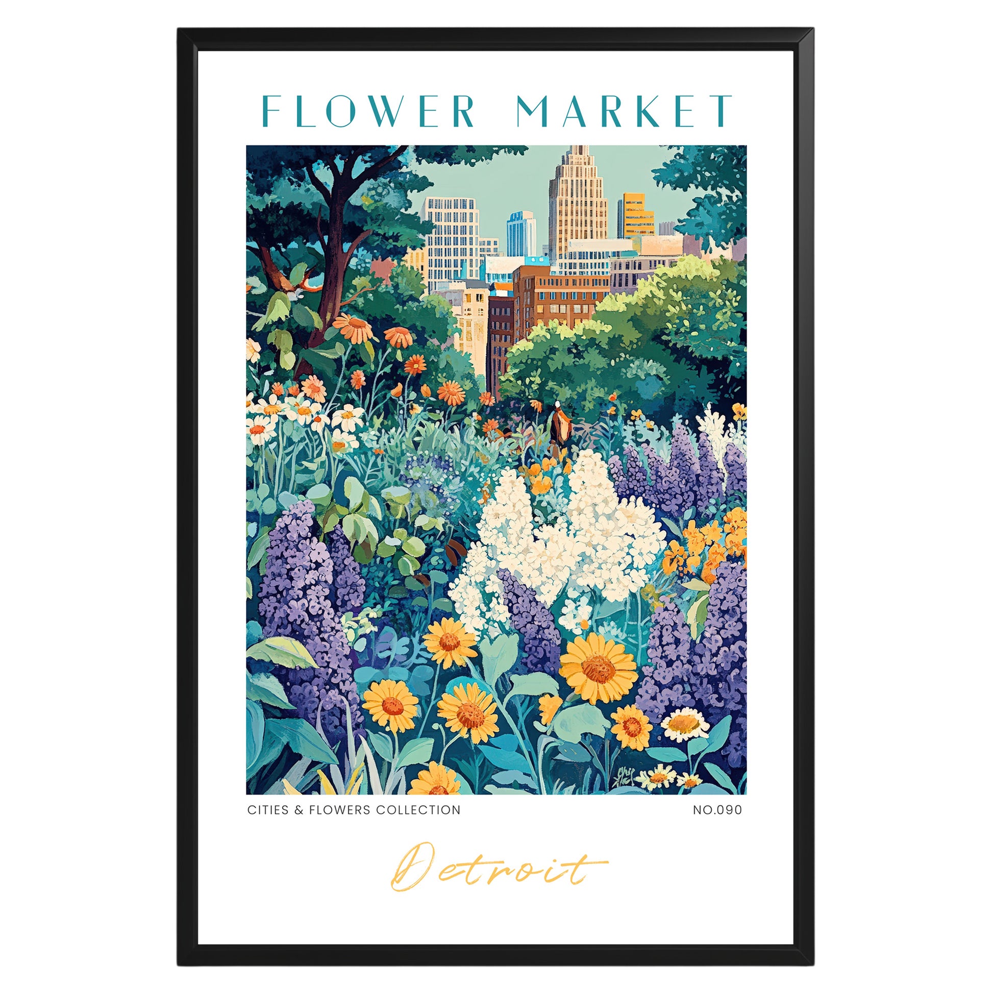 Detroit Michigan Flower Market Poster - GroovyGrove