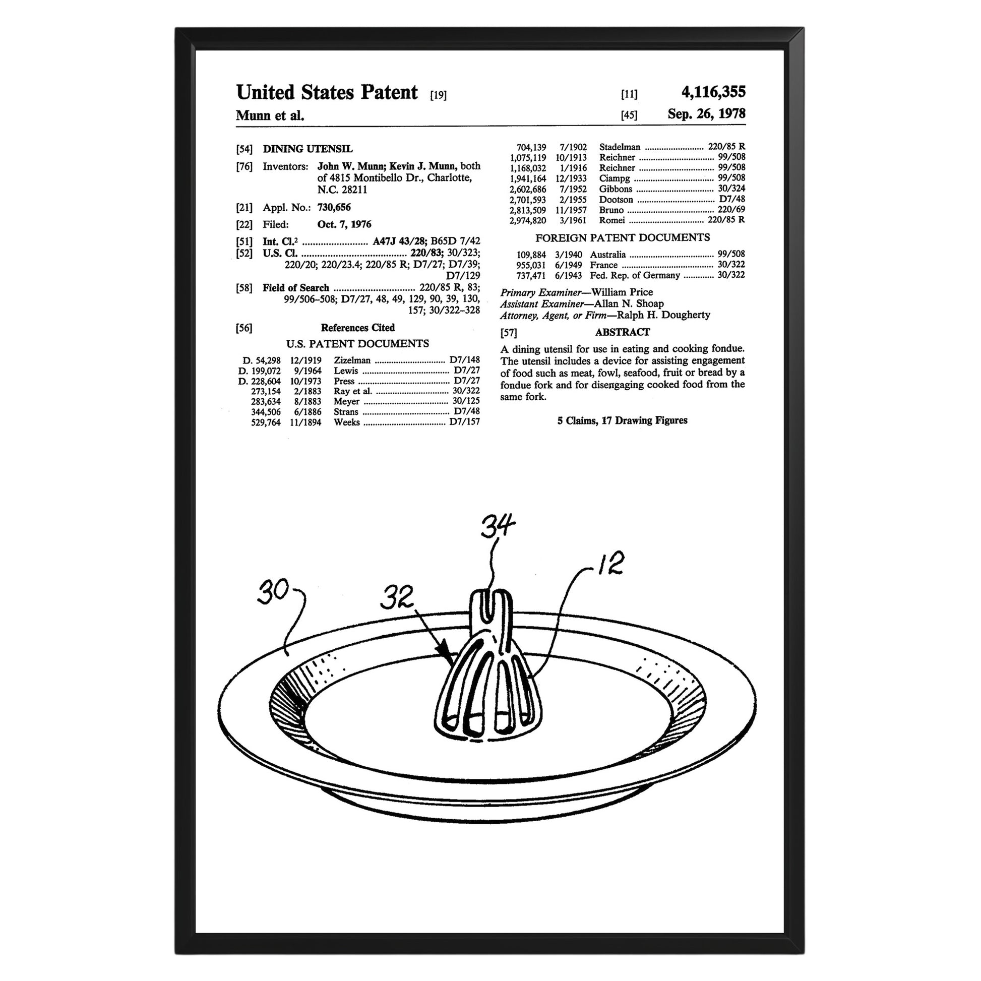 Dining Utensil 1978 Patent Poster - GroovyGrove