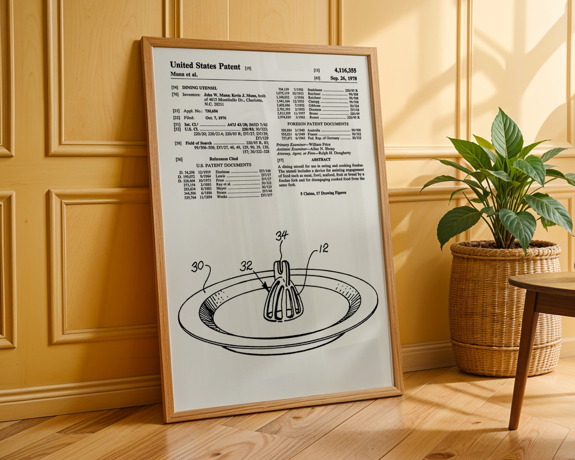 Dining Utensil 1978 Patent Poster - GroovyGrove