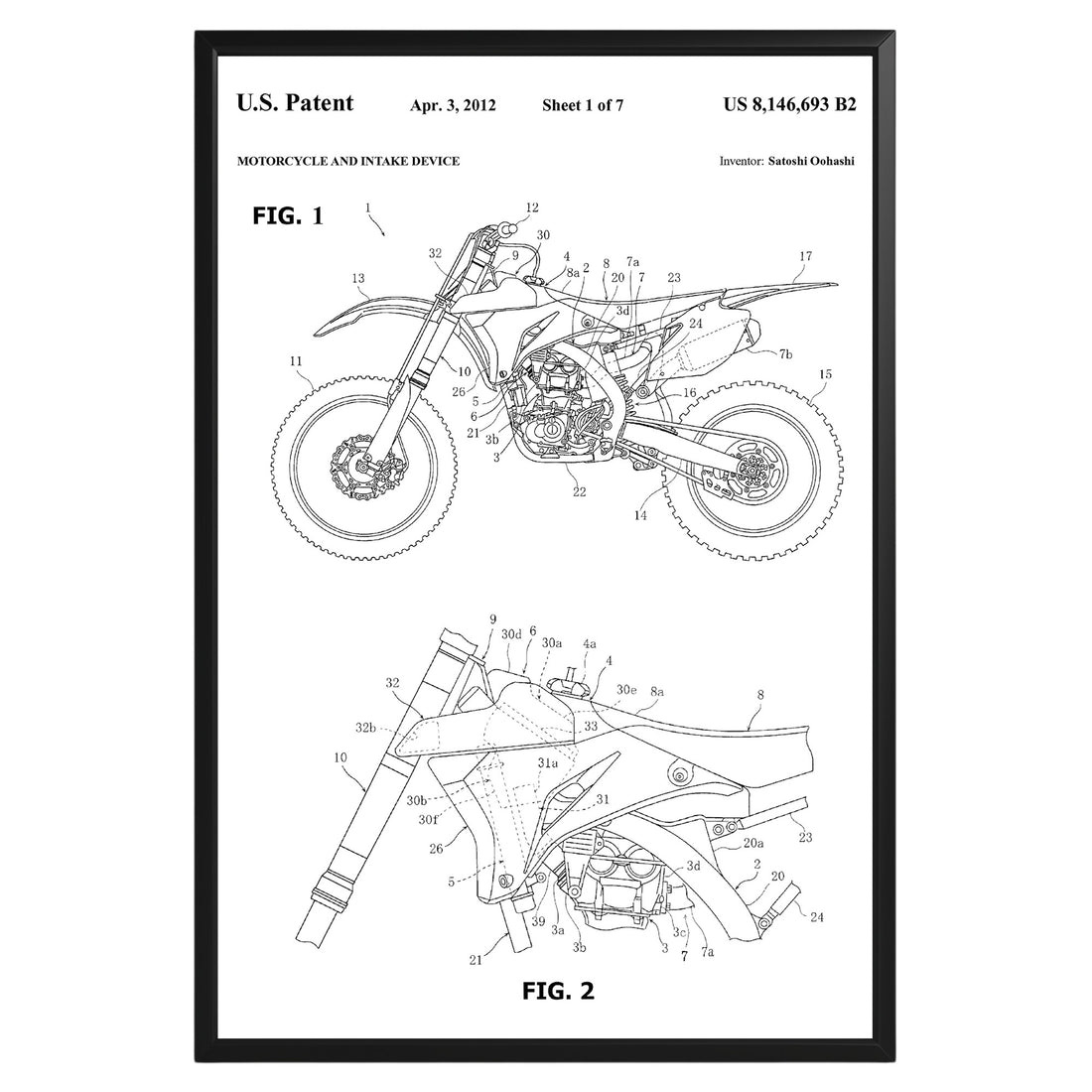 Dirt Bike 2012 Patent Poster - GroovyGrove