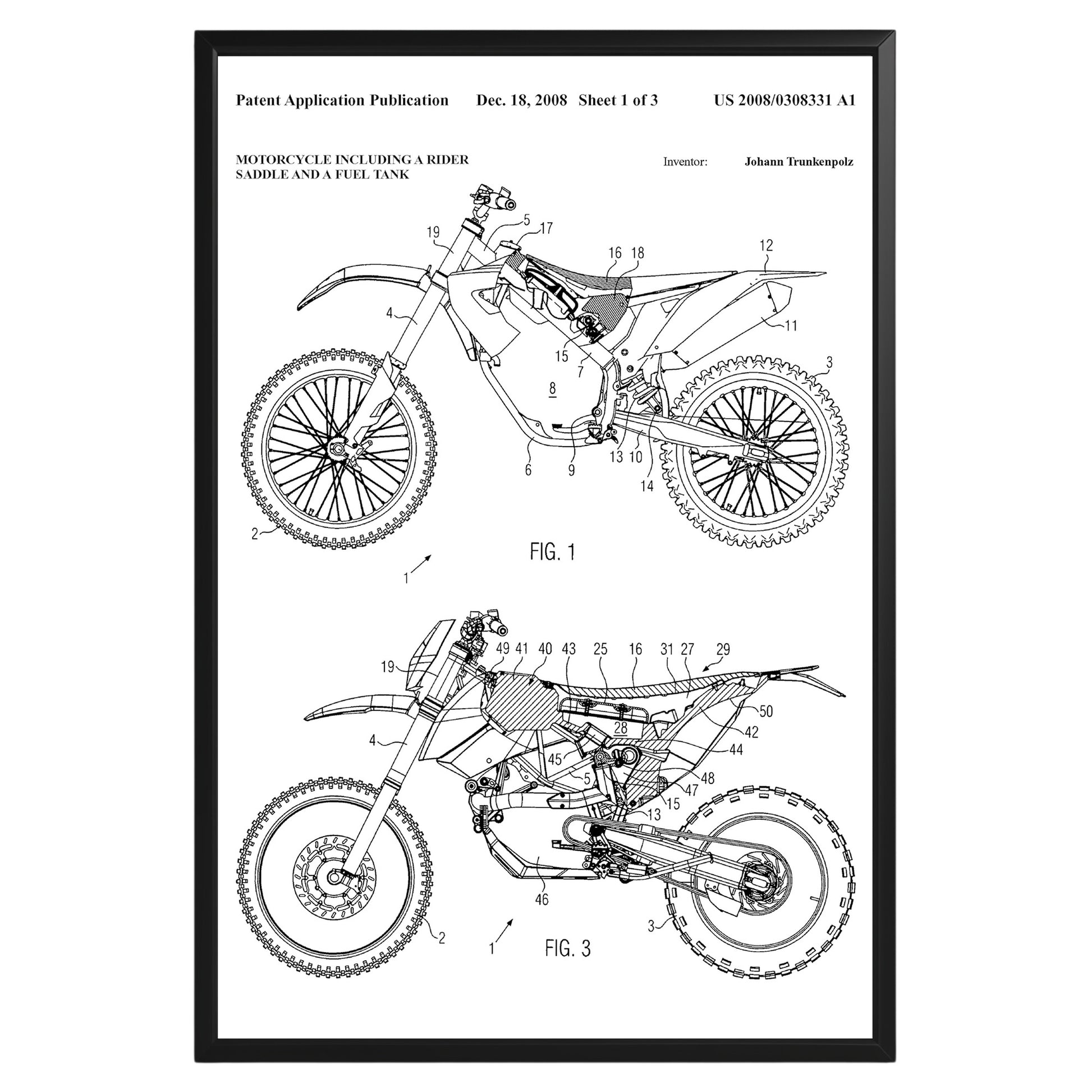 Dirt Bike Motorcycle 2008 Patent Poster - GroovyGrove