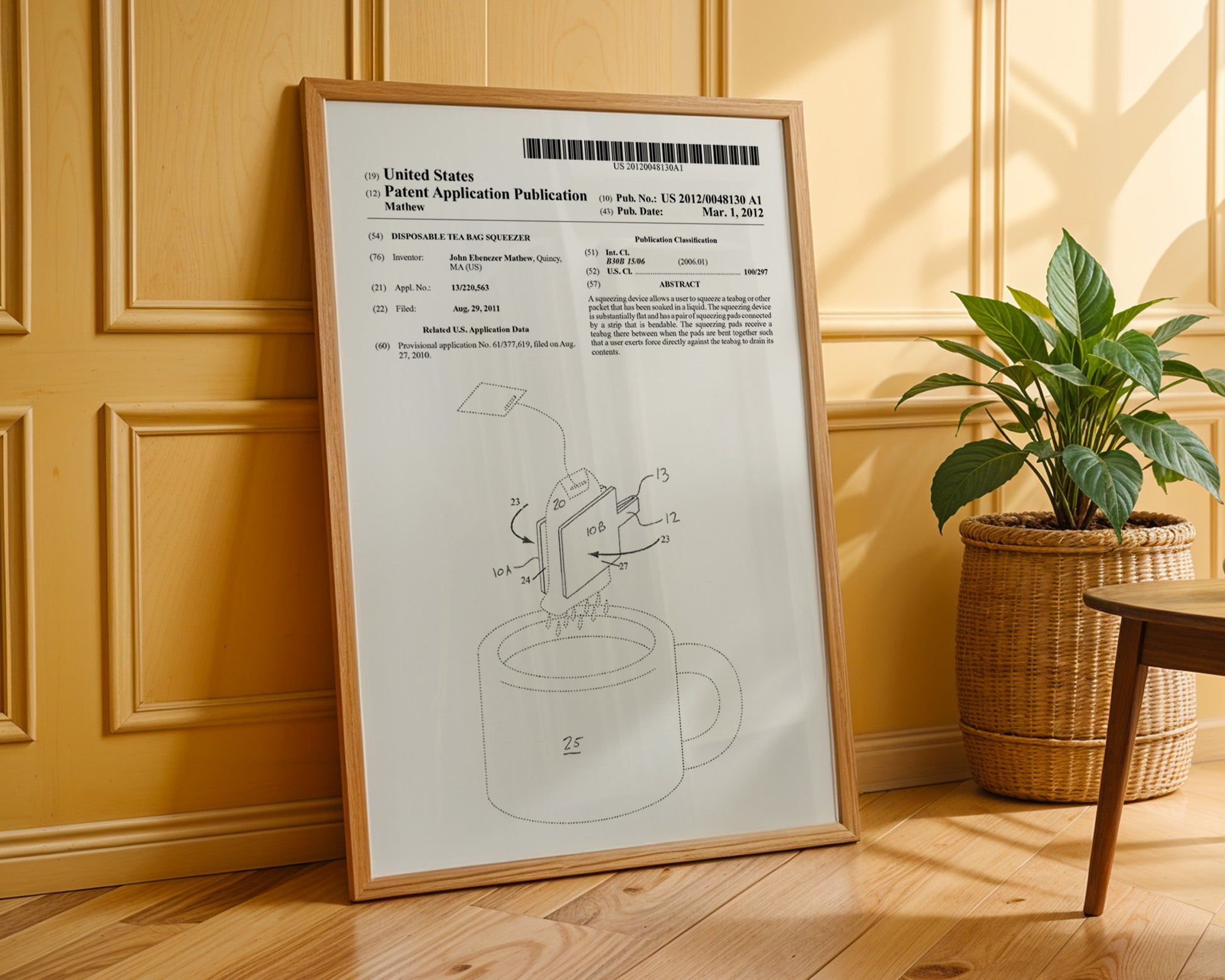 Disposable Tea Bag Squeezer 2012 Patent Poster - GroovyGrove