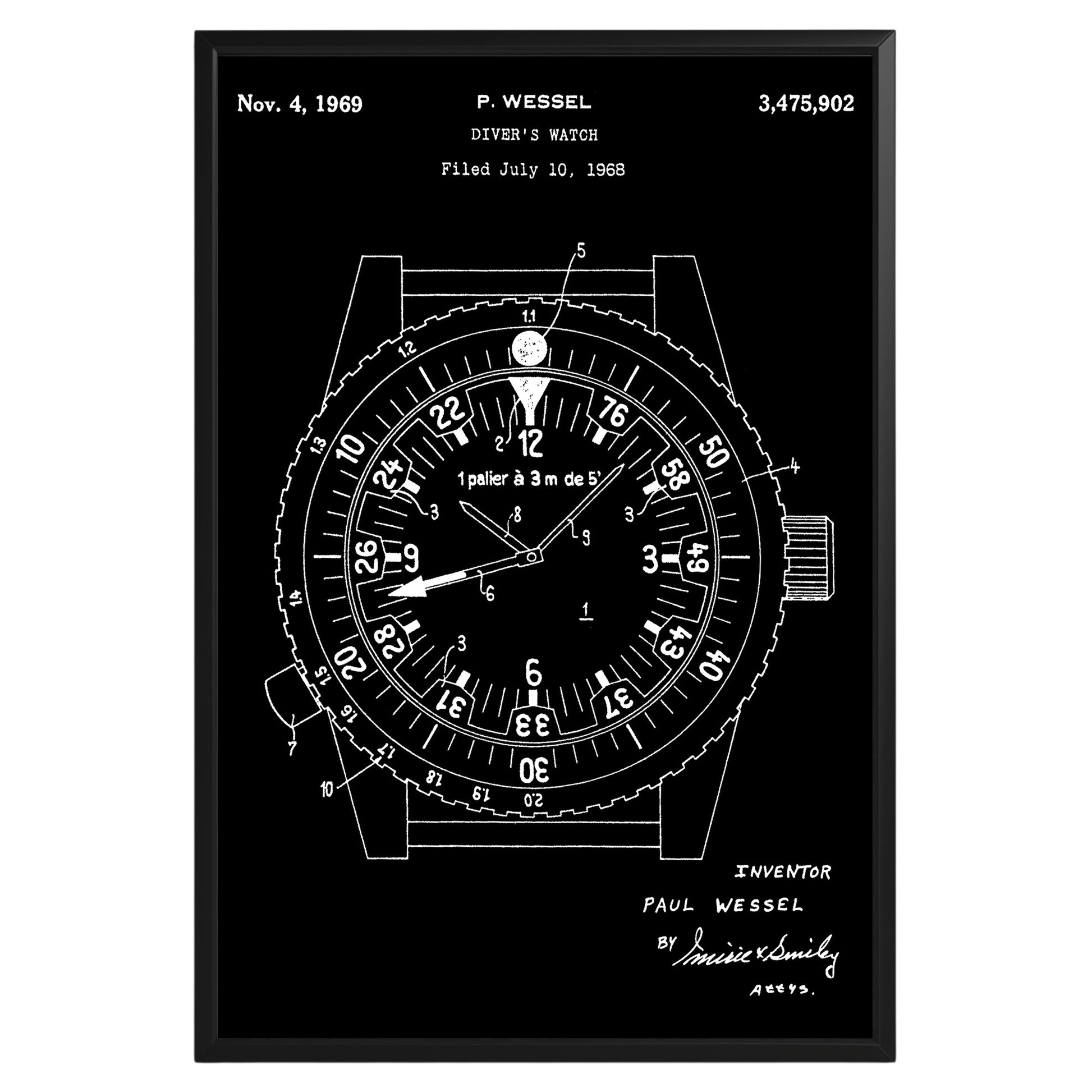 Divers Watch 1969 Patent Poster - GroovyGrove