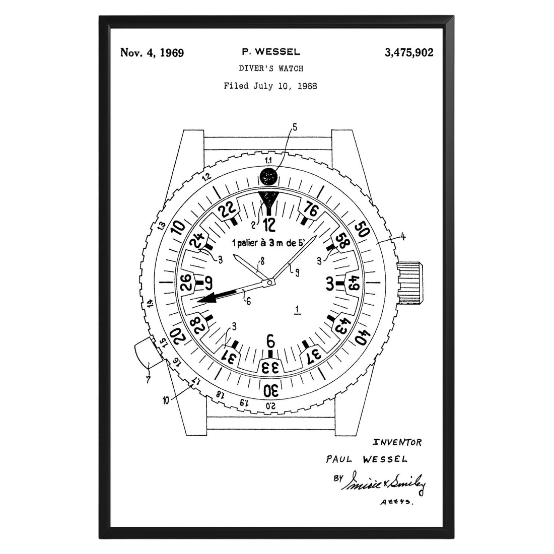 Divers Watch 1969 Patent Poster - GroovyGrove