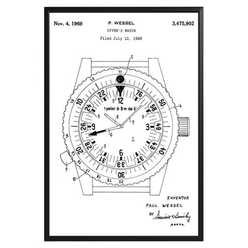 Divers Watch 1969 Patent Poster - GroovyGrove