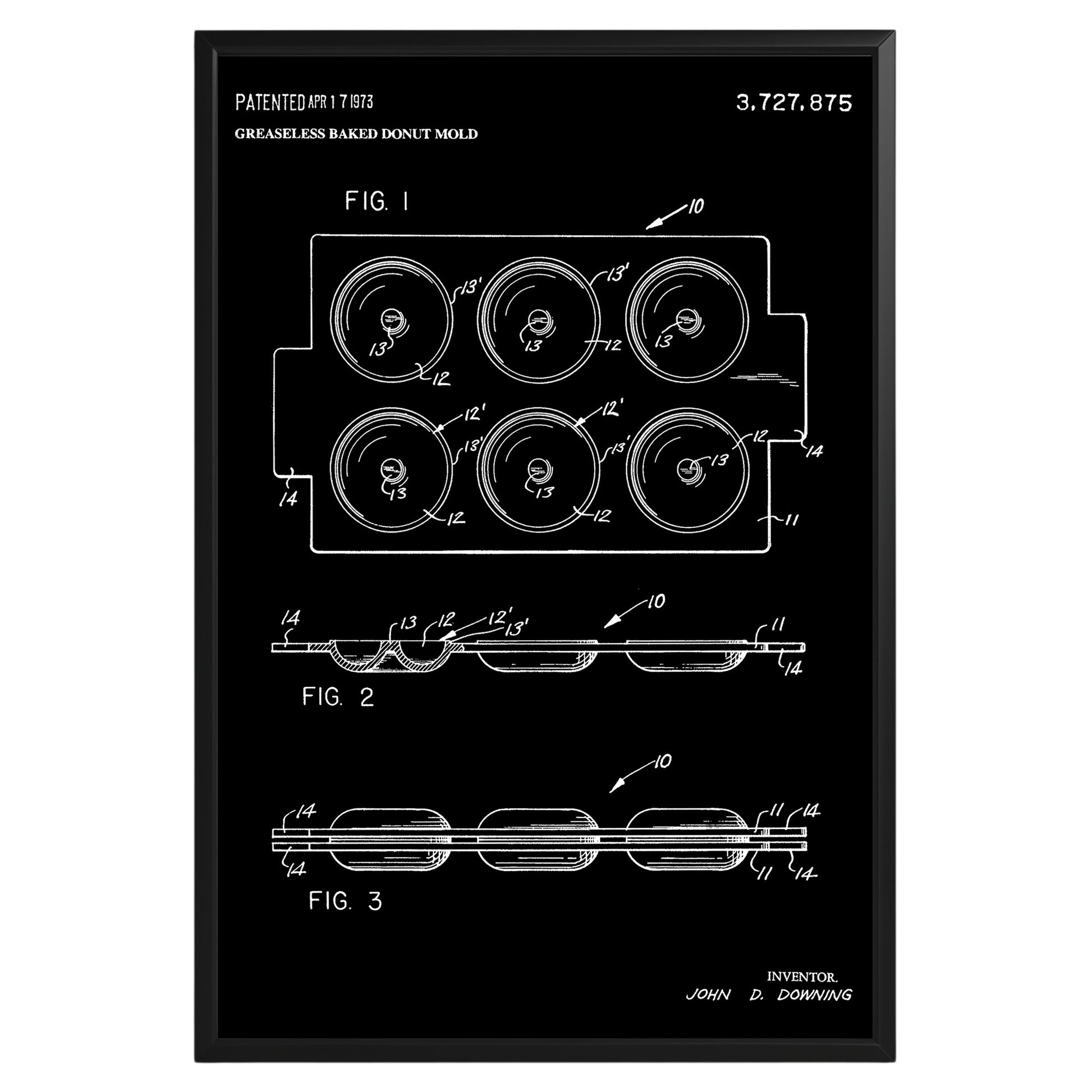 Doughnut Baking Mould 1973 Patent Poster - GroovyGrove