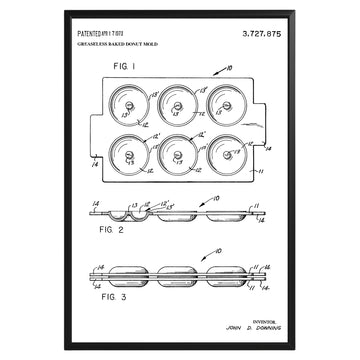 Doughnut Baking Mould 1973 Patent Poster - GroovyGrove