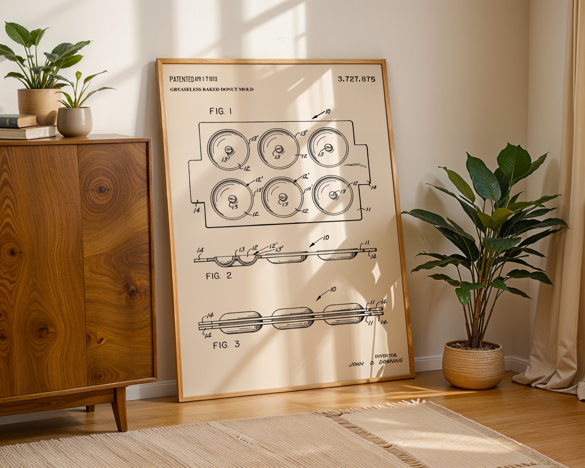 Doughnut Baking Mould 1973 Patent Poster - GroovyGrove