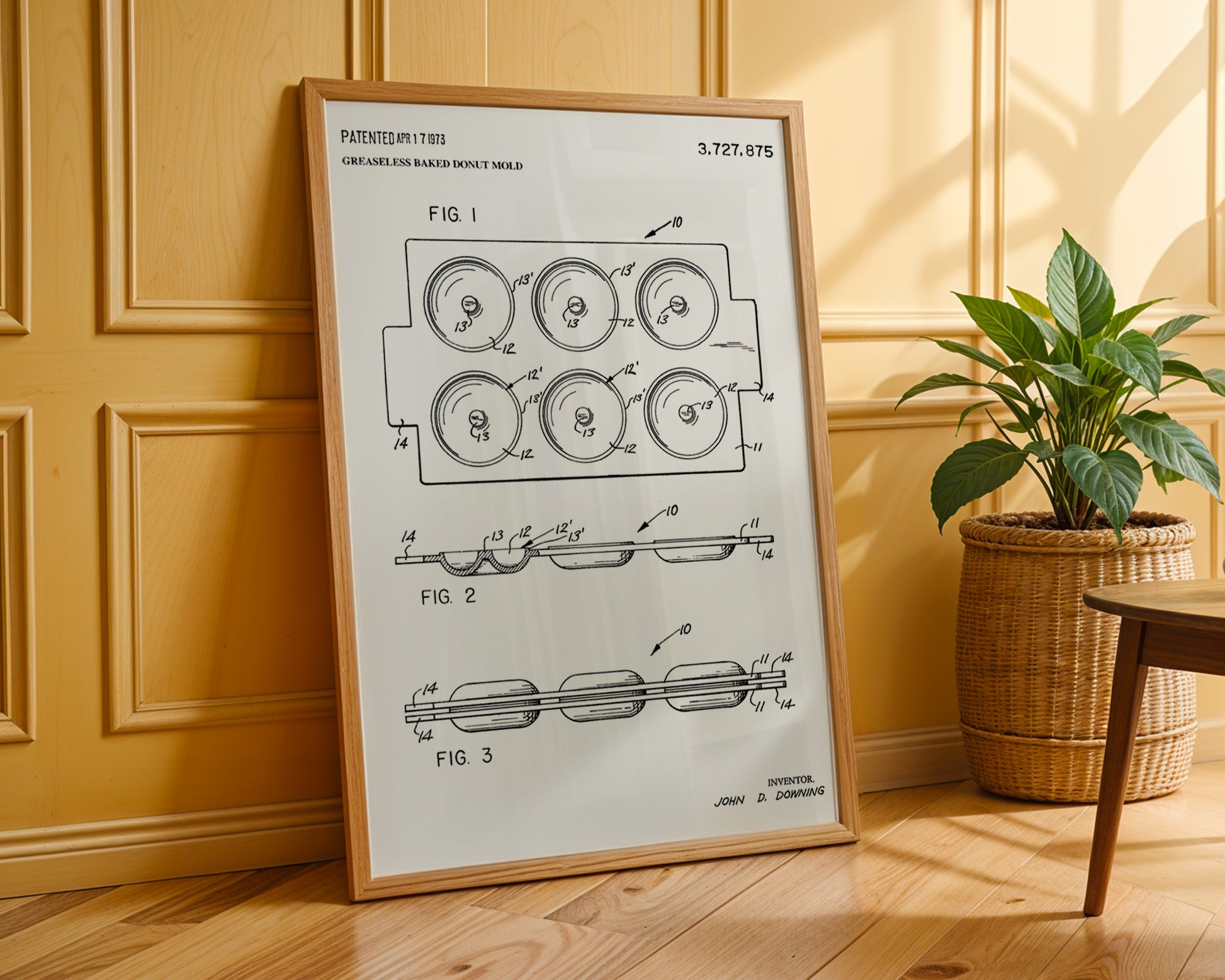 Doughnut Baking Mould 1973 Patent Poster - GroovyGrove