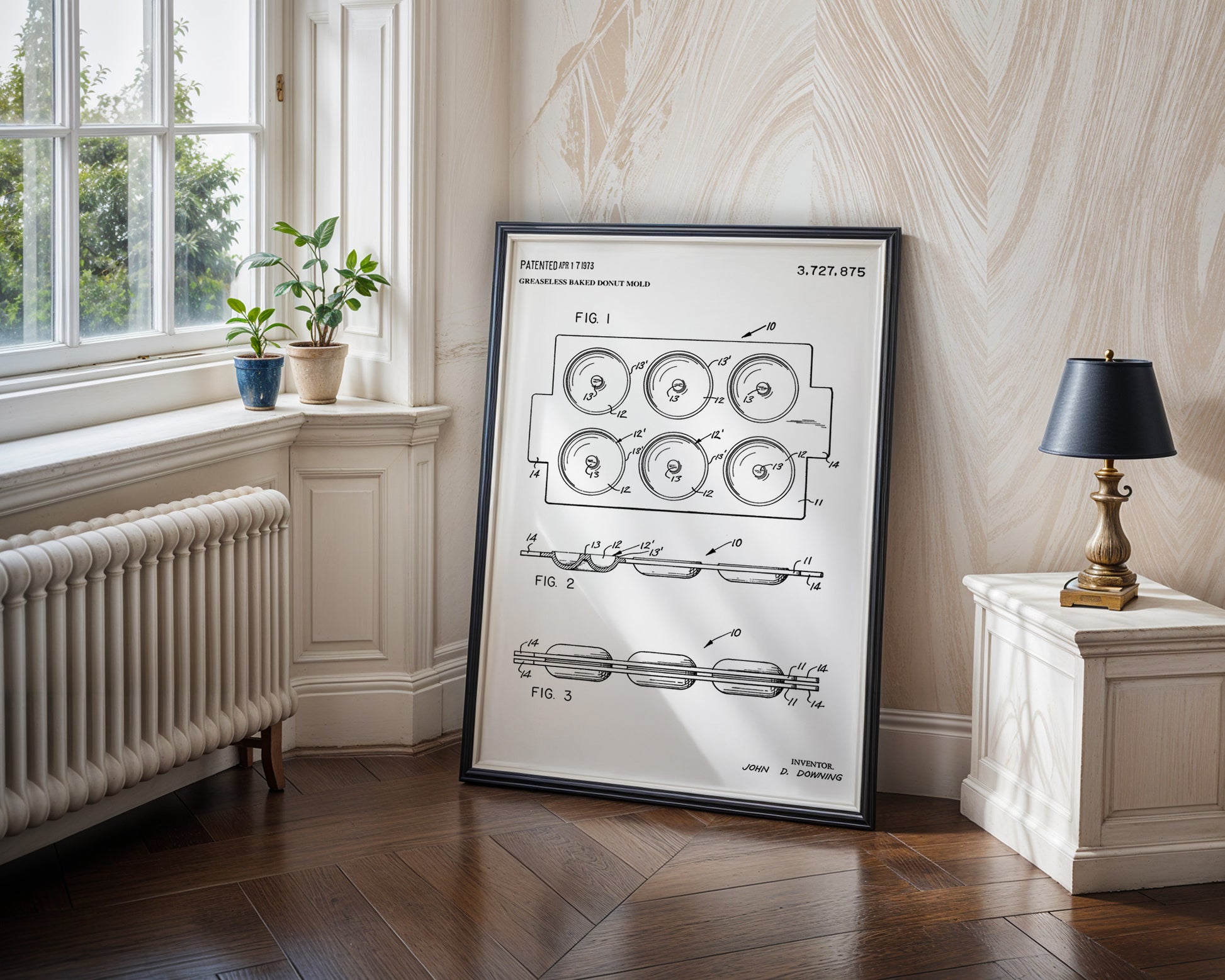 Doughnut Baking Mould 1973 Patent Poster - GroovyGrove