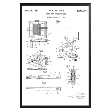 Drag For Fishing Reel 1962 Patent Poster - GroovyGrove