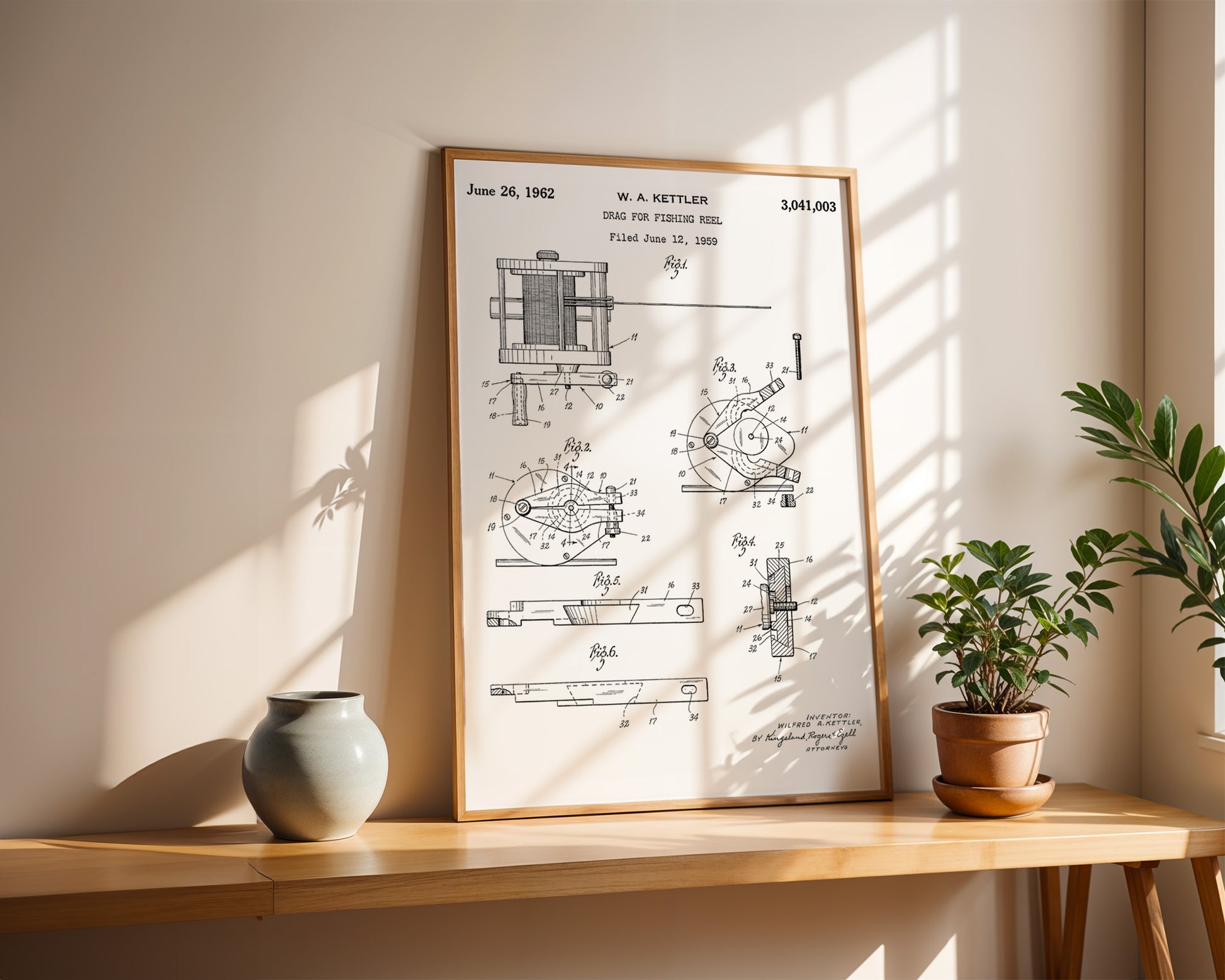 Drag For Fishing Reel 1962 Patent Poster - GroovyGrove