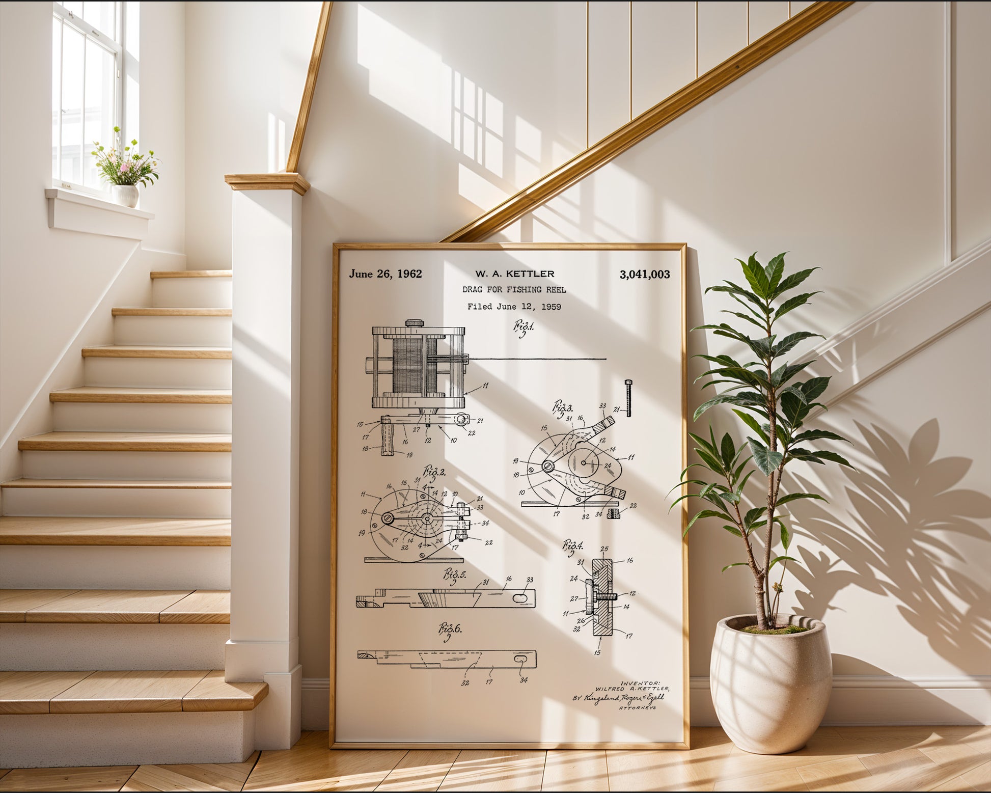 Drag For Fishing Reel 1962 Patent Poster - GroovyGrove