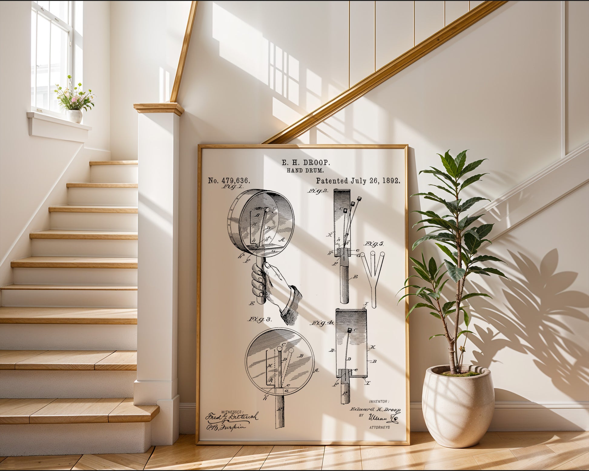 Droop Hand Drum 1892 Patent Poster - GroovyGrove