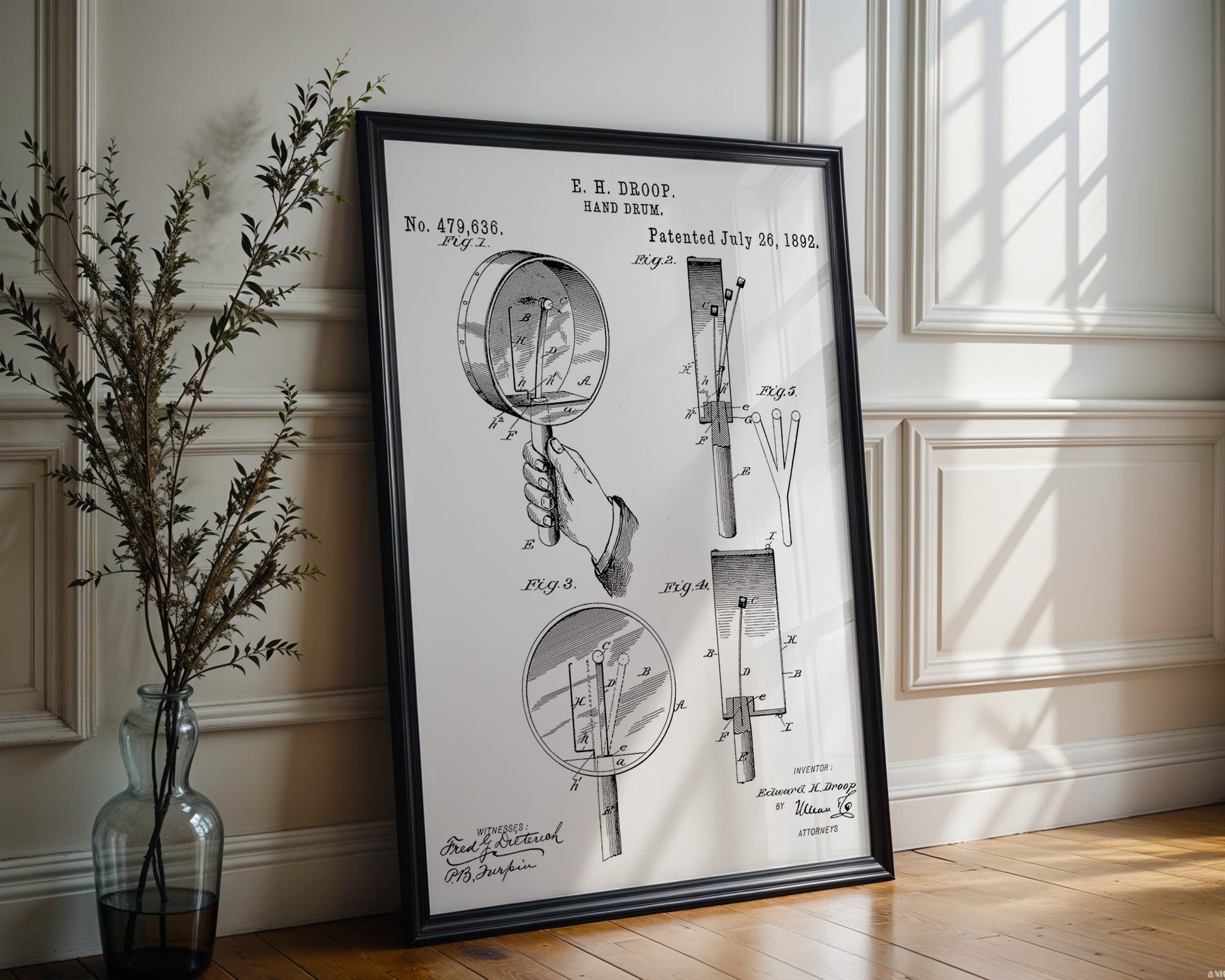 Droop Hand Drum 1892 Patent Poster - GroovyGrove