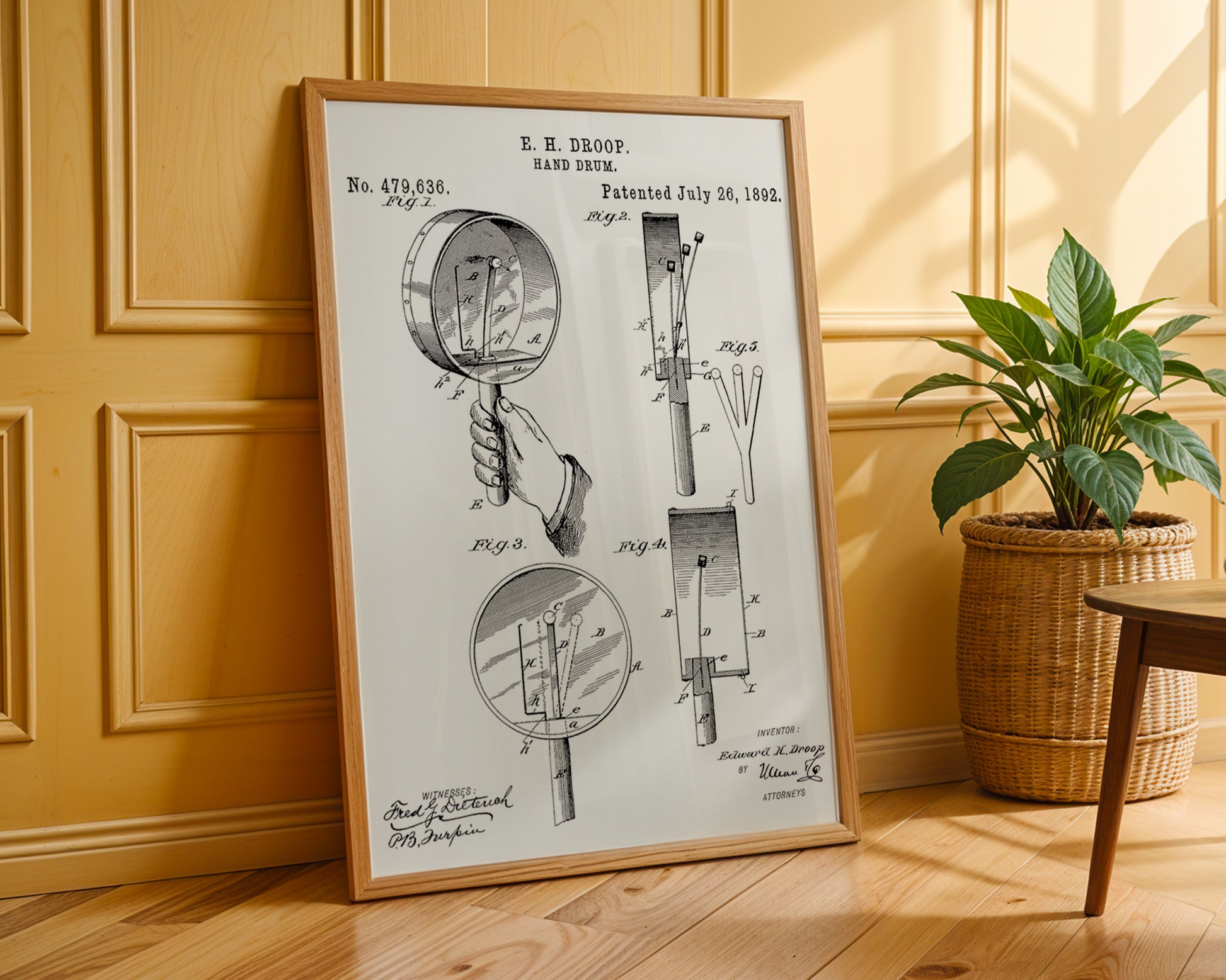 Droop Hand Drum 1892 Patent Poster - GroovyGrove