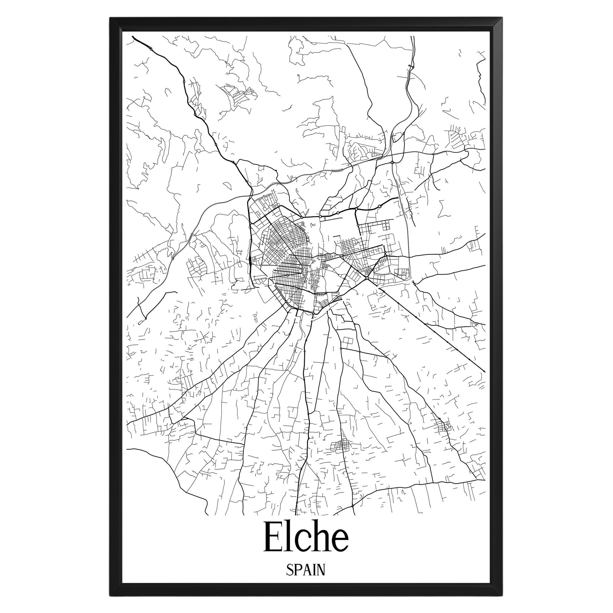 Elche Spain City Map Poster - GroovyGrove