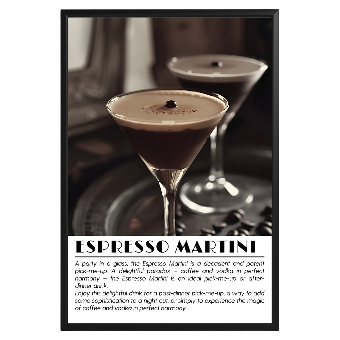 Espresso Martini Cocktail Black and White Poster - GroovyGrove