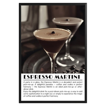 Espresso Martini Cocktail Black and White Poster - GroovyGrove