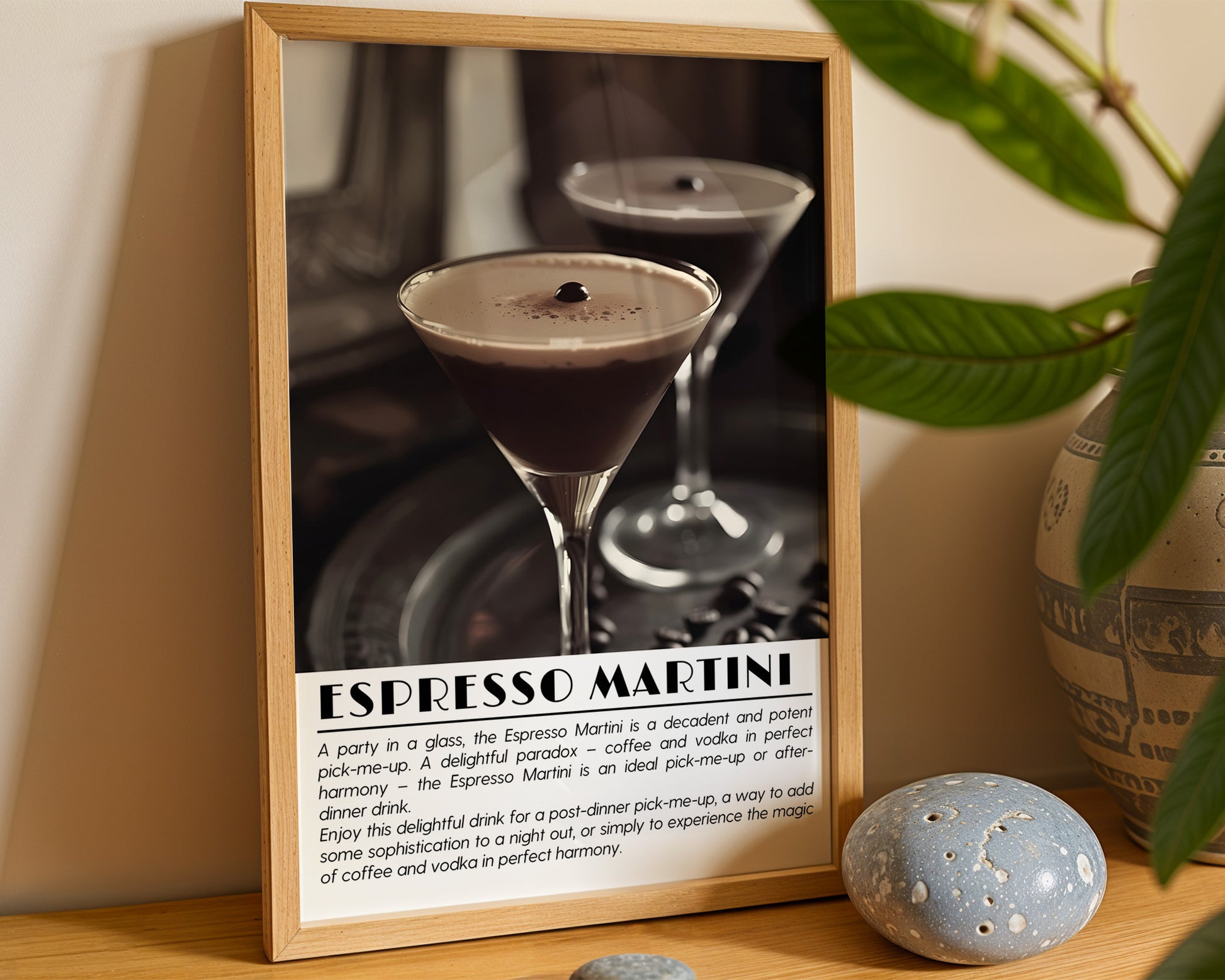 Espresso Martini Cocktail Black and White Poster - GroovyGrove