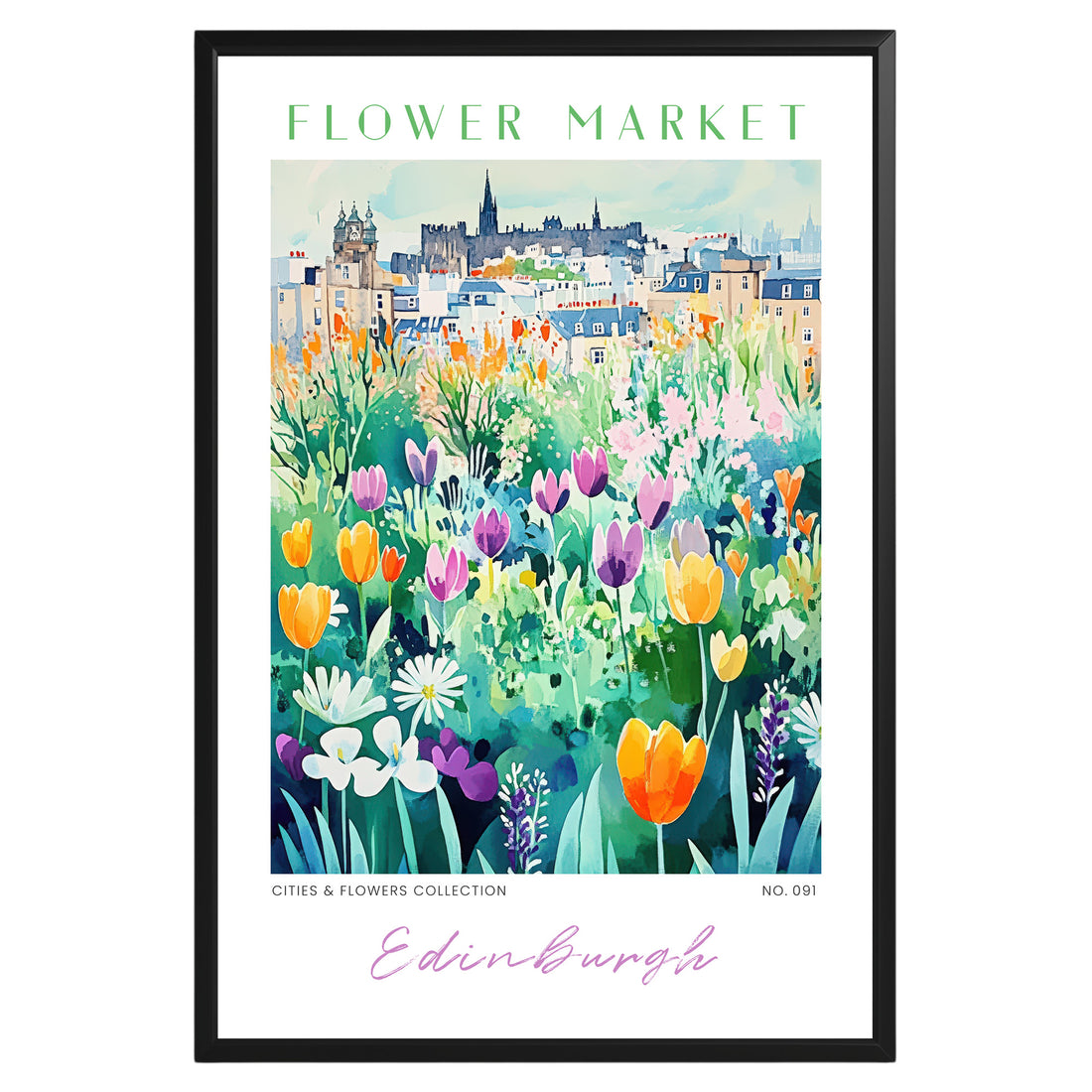 Edinburgh Scotland Flower Market Poster - GroovyGrove