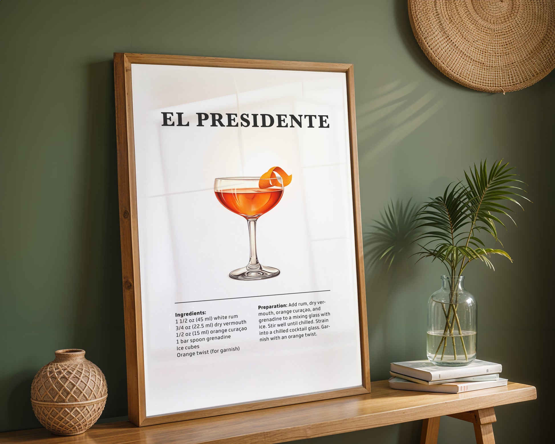 El Presidente Cocktail Recipe Poster - GroovyGrove