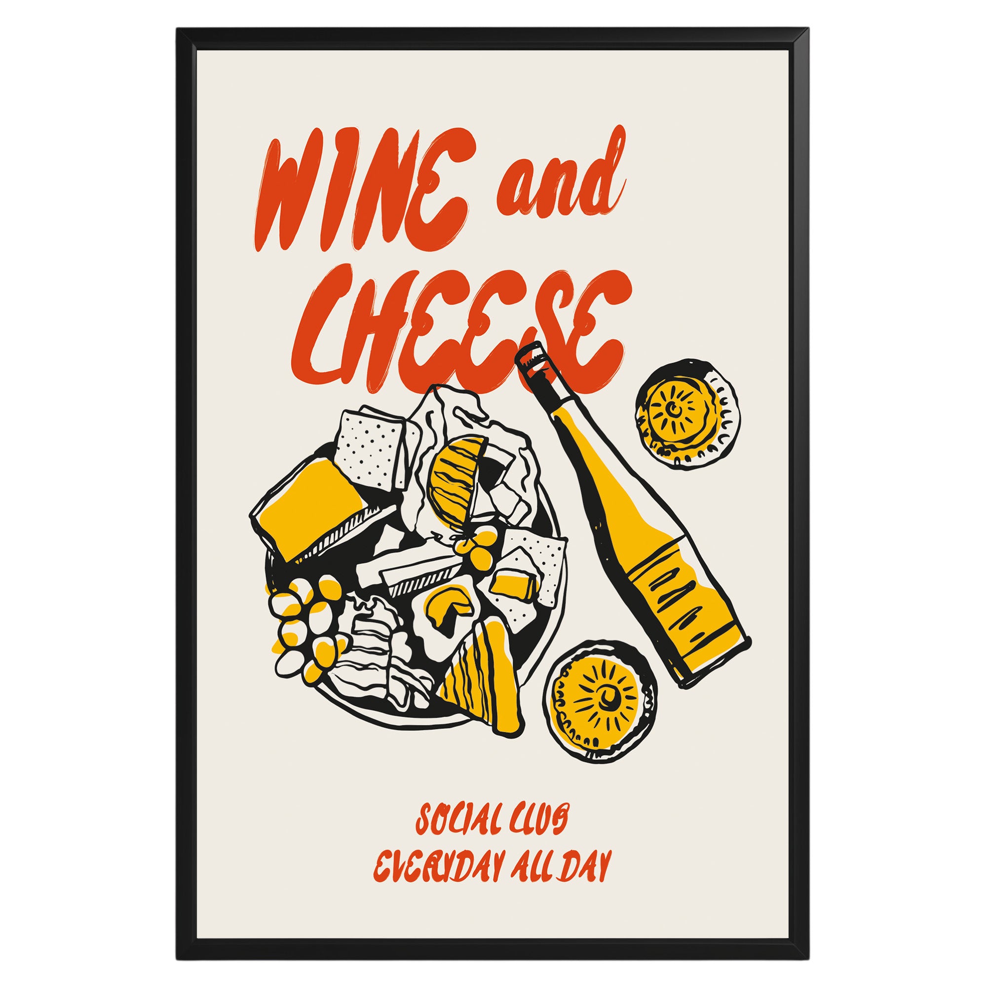 Wine and Cheese Poster - GroovyGrove