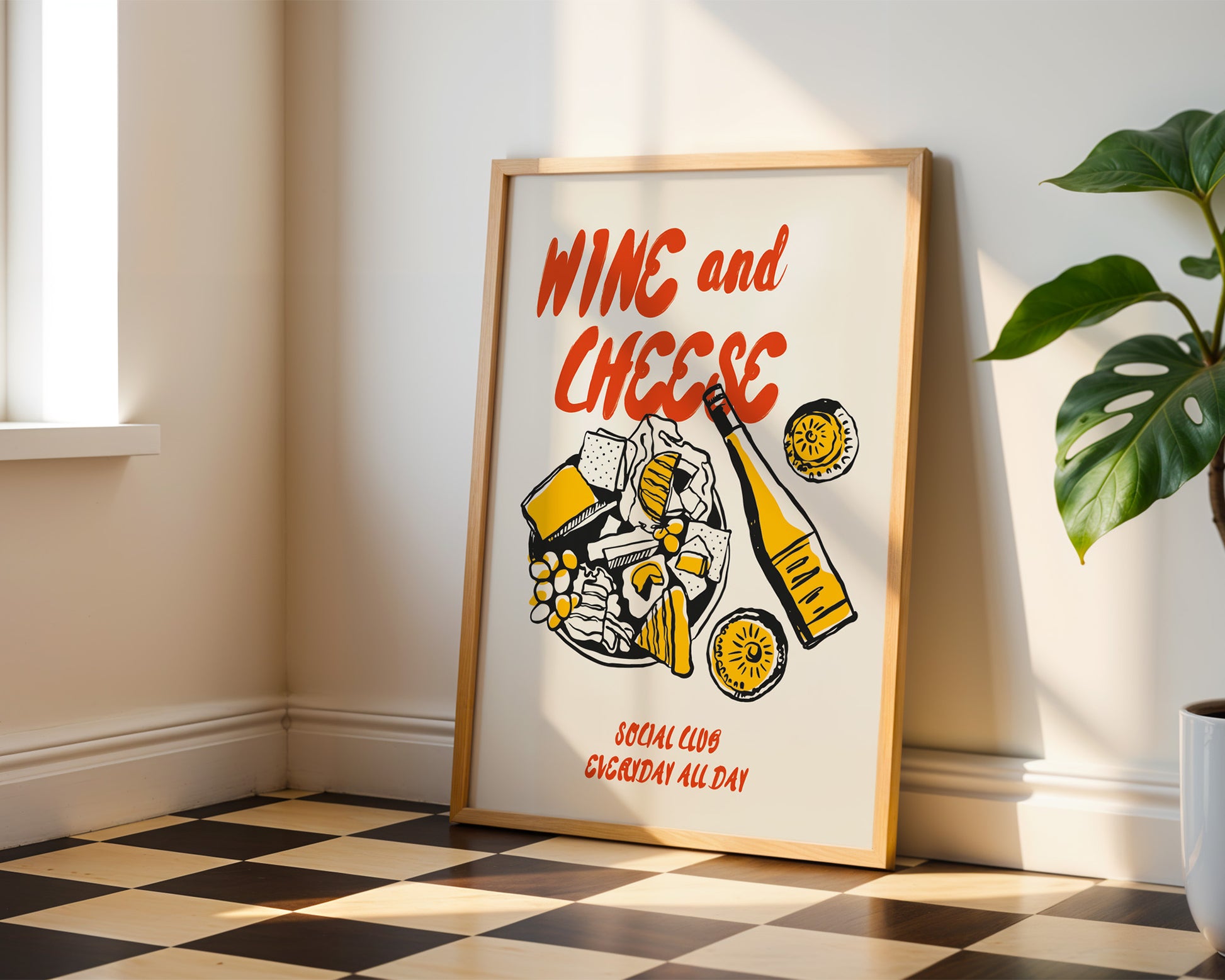 Wine and Cheese Poster - GroovyGrove