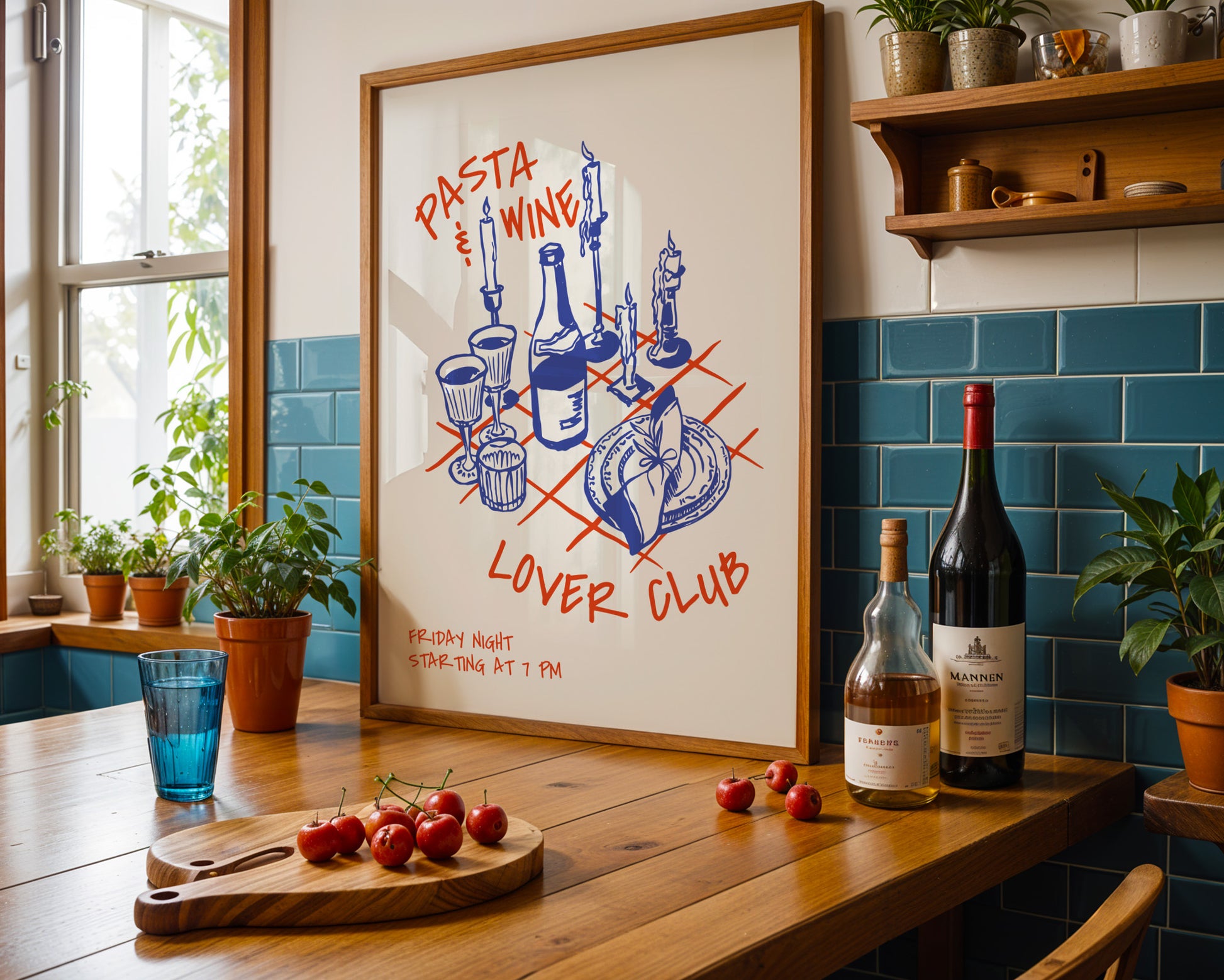 Pasta & Wine Lover Club Poster - GroovyGrove