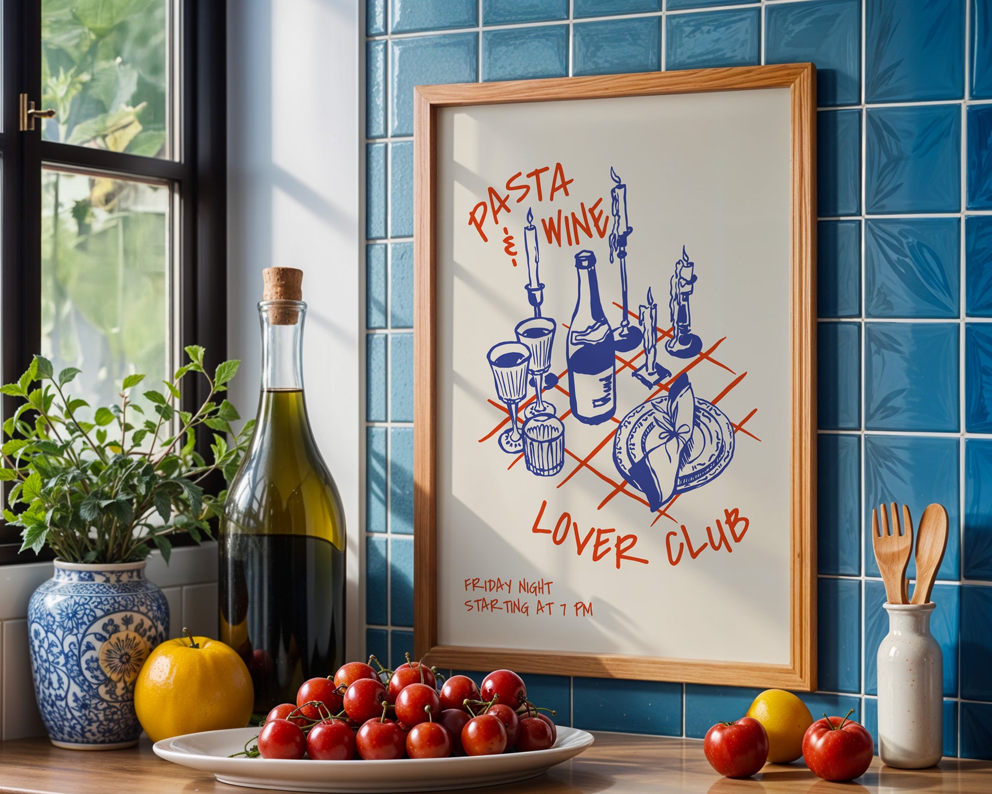 Pasta & Wine Lover Club Poster - GroovyGrove