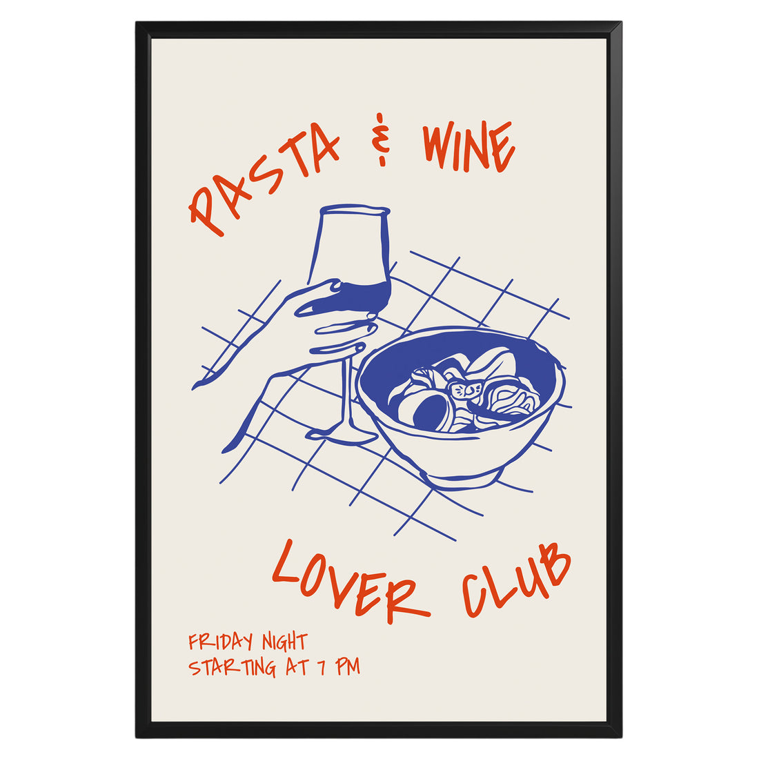 Pasta & Wine Lover Club Poster - GroovyGrove