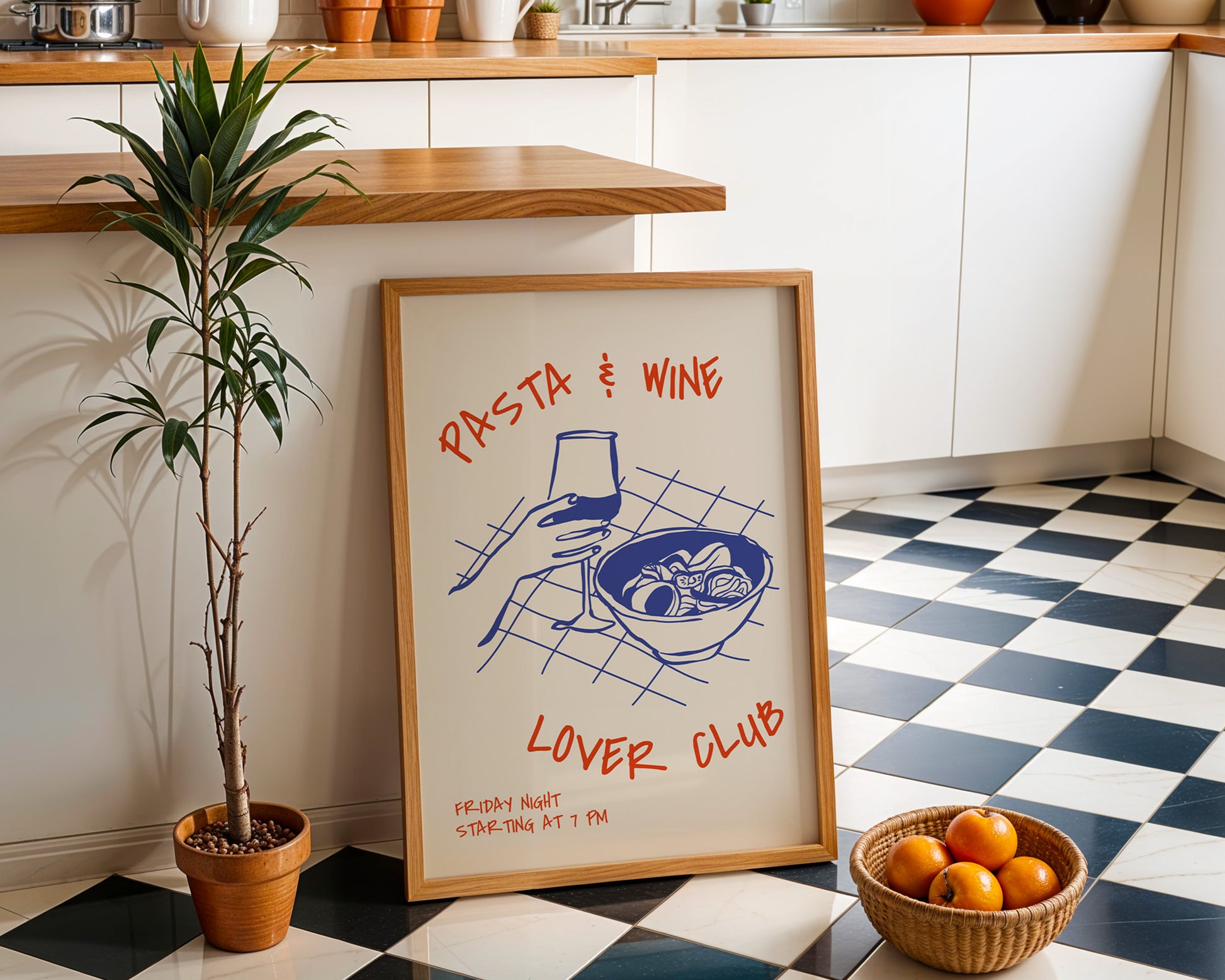 Pasta & Wine Lover Club Poster - GroovyGrove