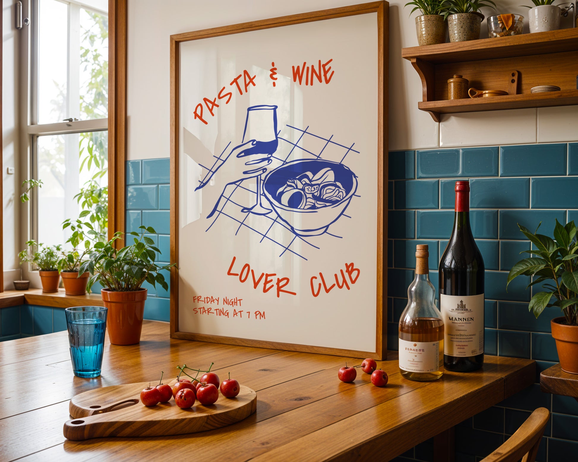 Pasta & Wine Lover Club Poster - GroovyGrove