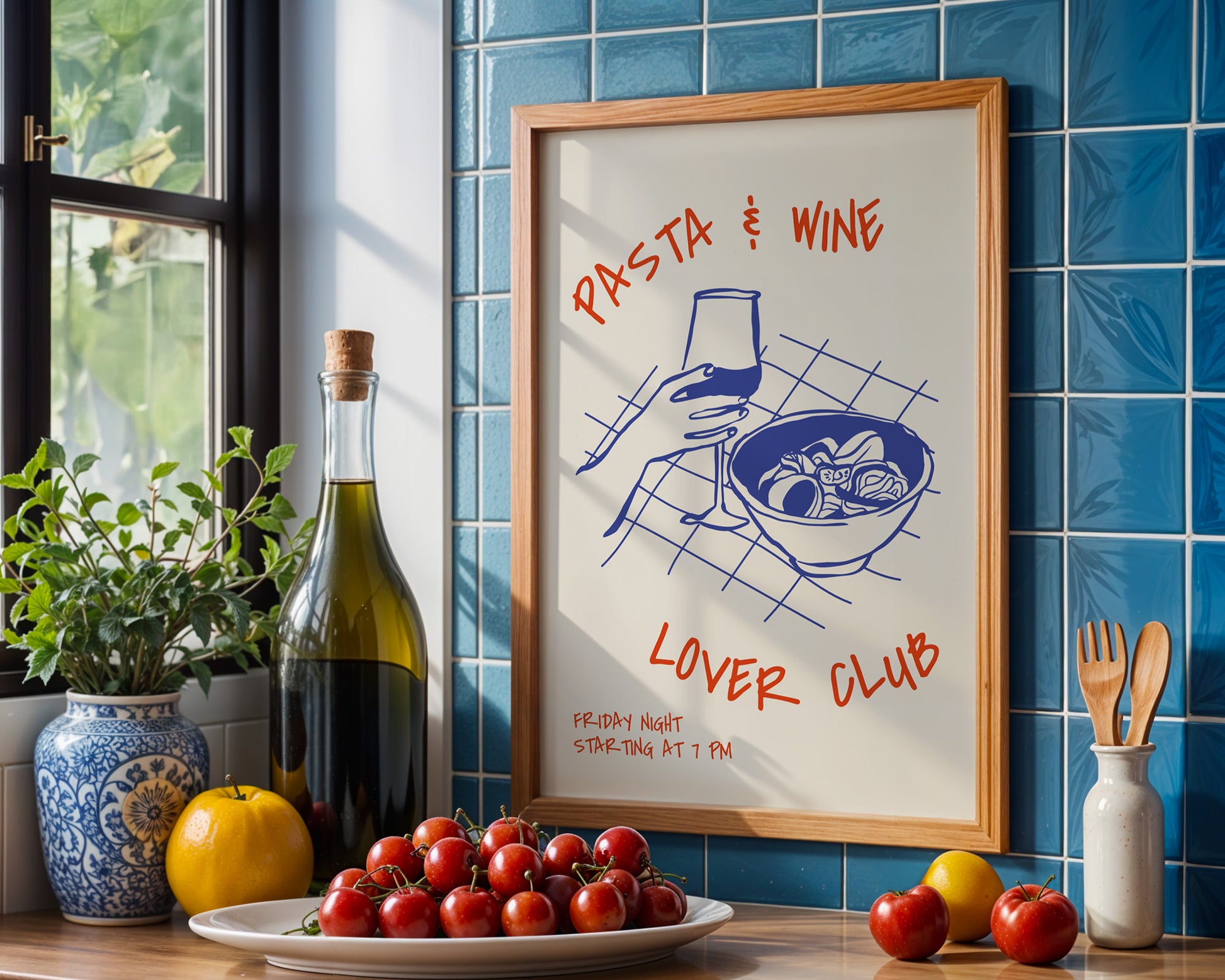 Pasta & Wine Lover Club Poster - GroovyGrove