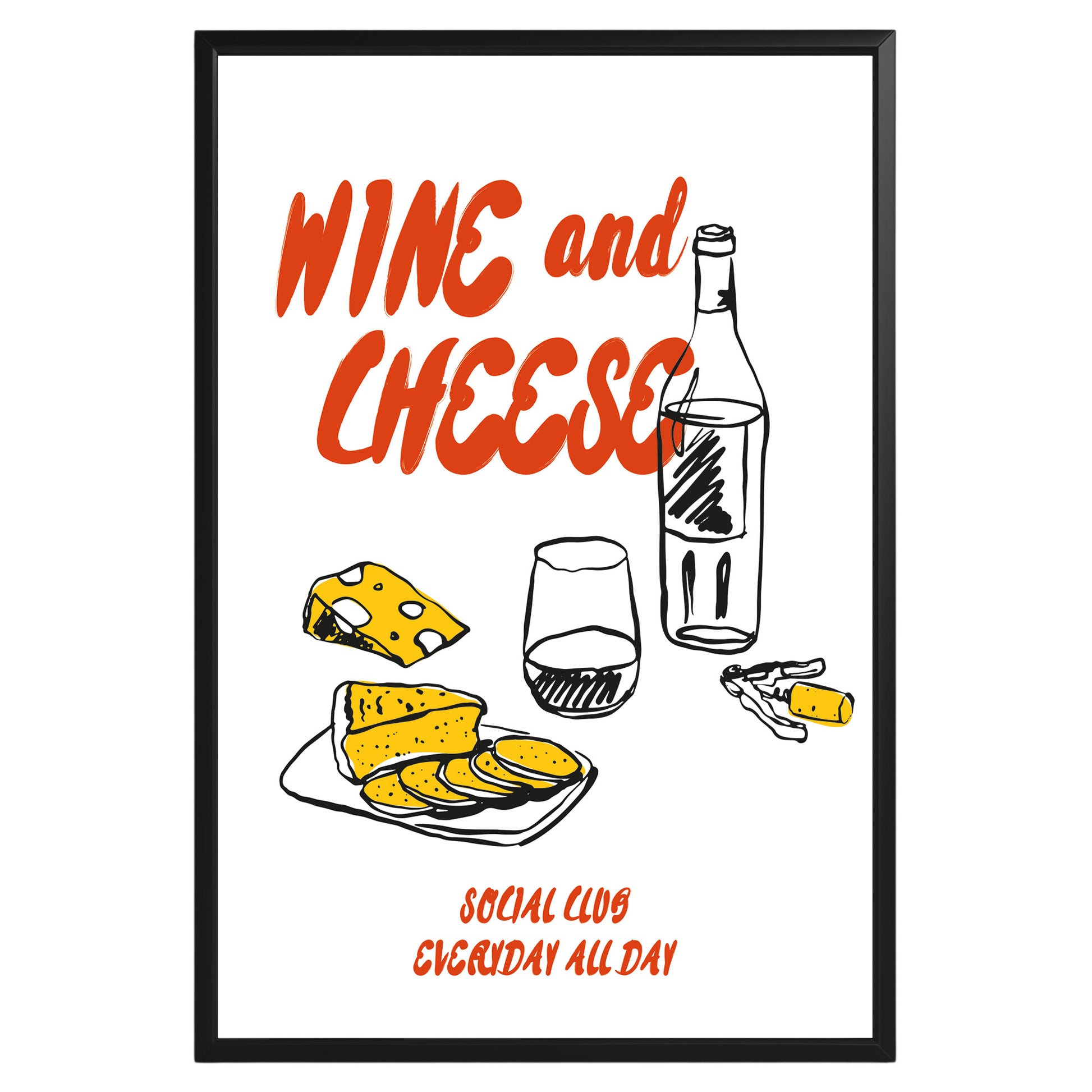 Wine and Cheese Poster - GroovyGrove