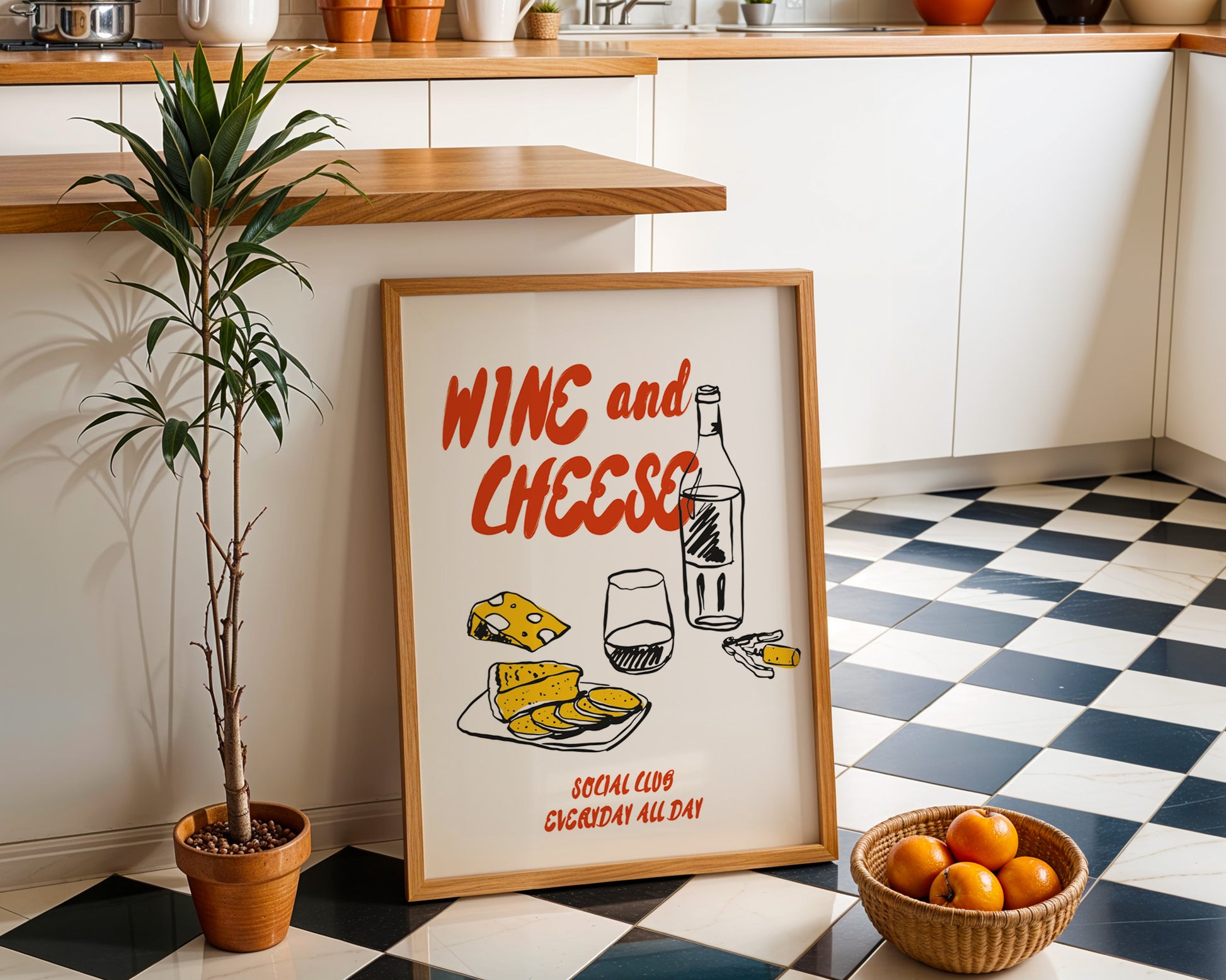 Wine and Cheese Poster - GroovyGrove