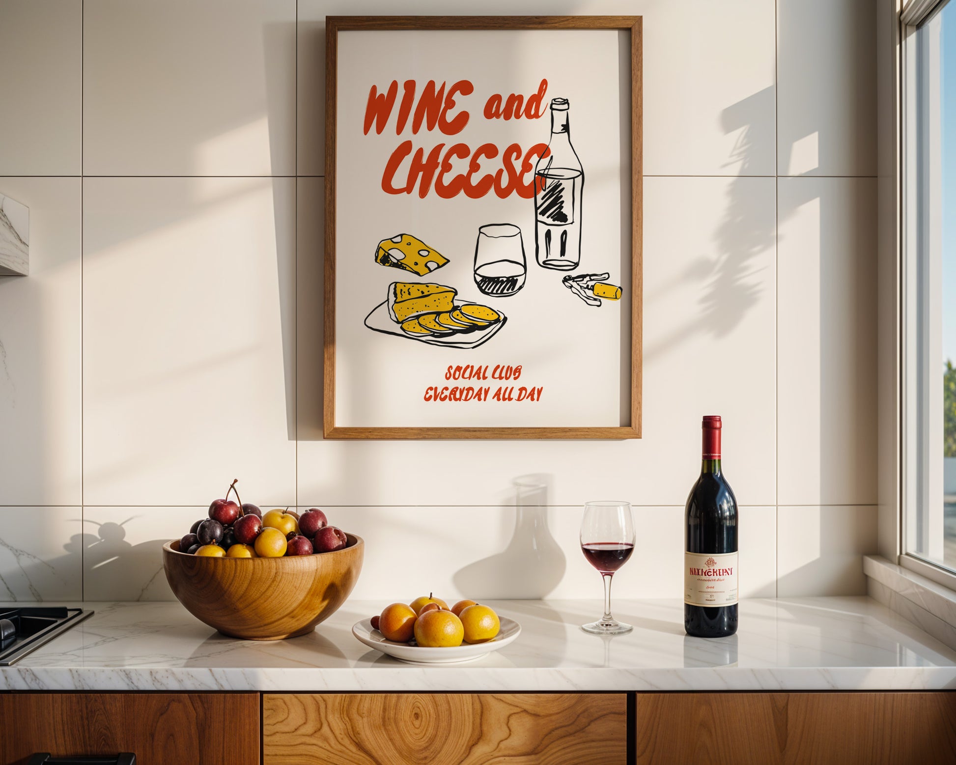 Wine and Cheese Poster - GroovyGrove